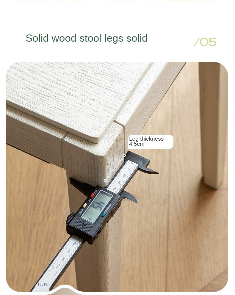 Solid Oak Wood Square Stackable Dining Stool - Sturdy & Space-Saving for Kitchen, Bar, or Dining Room