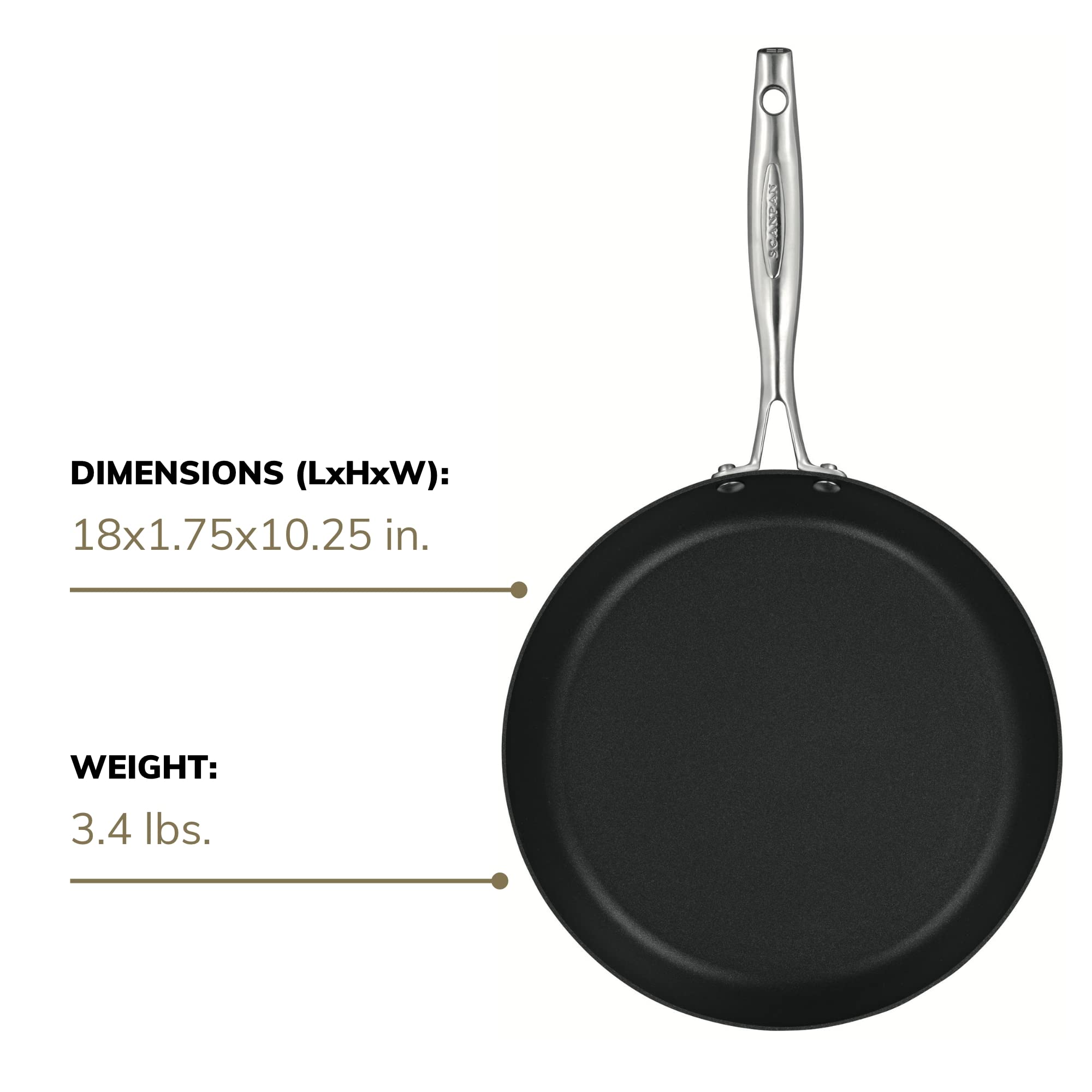 Scanpan Pro IQ 10.25” Nonstick Fry Pan - Premium Danish Cookware - Oven, Dishwasher & Metal Utensil Safe - Ergonomic Handle for Easy Cooking - Perfect for Searing, Sauteing & Frying Steak, Eggs & Pancakes