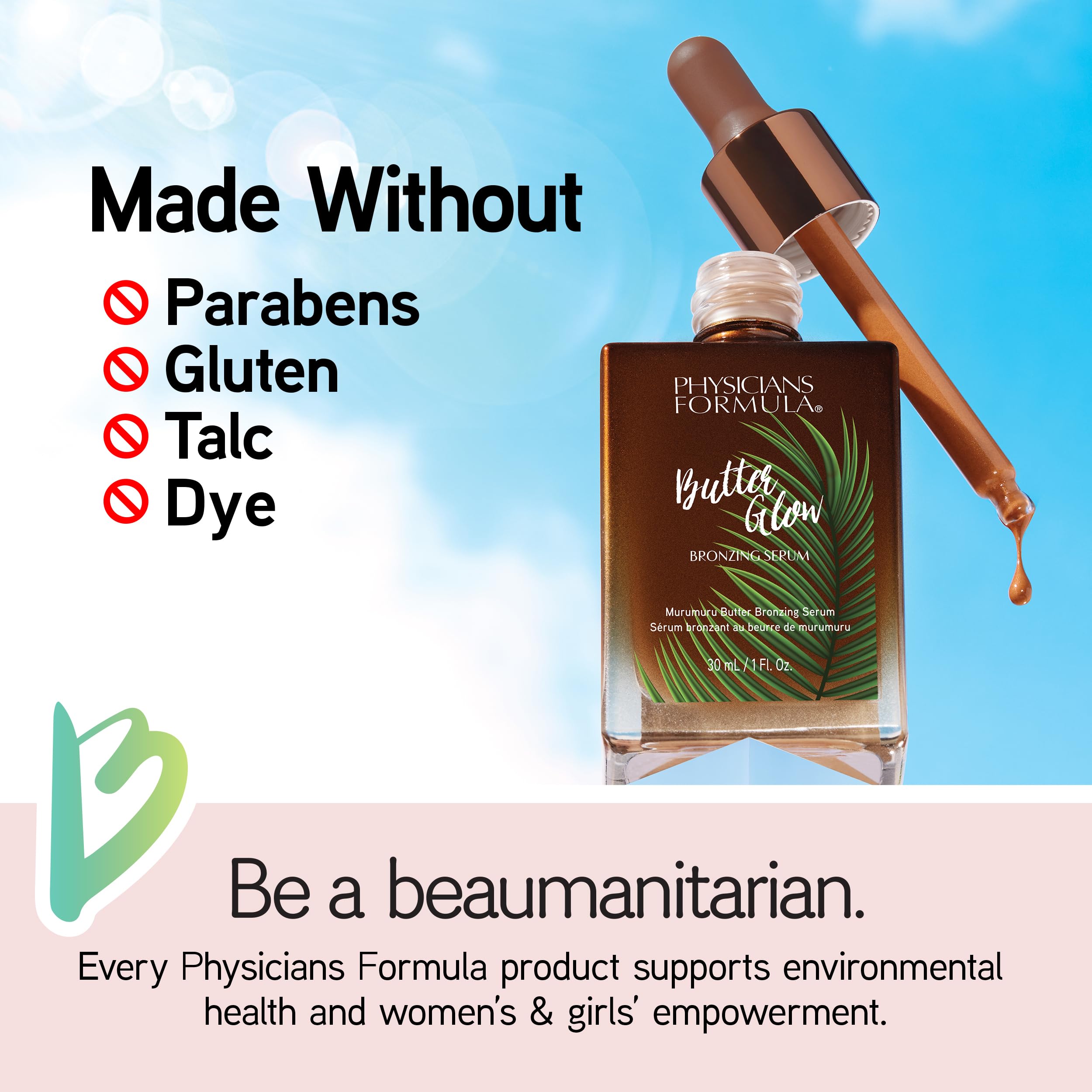 Physicians Formula Butter Glow Bronzing Serum - Nourishing Skincare Bronzing Drops for Radiant, Natural Sun-Kissed Glow | Hydrating Face Drops for Dewy Summer Makeup & Healthy Skin Tone Enhancement