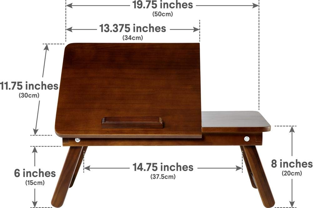 Adjustable Angle Wooden Desk Tray - Lightweight & Portable Multi-Function Laptop Stand for Reading, Studying, Working - Natural Wood Finish - Perfect for Bed, Couch, Floor or Office Use