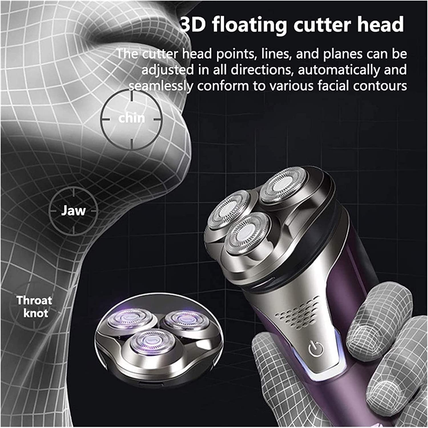 Premium Electric Razor for Men - Wet & Dry Shaver with IPX7 Waterproof Design, Rotary Beard Trimmer & Charging Adapter - Perfect for Travel, Gym & Daily Grooming Routine
