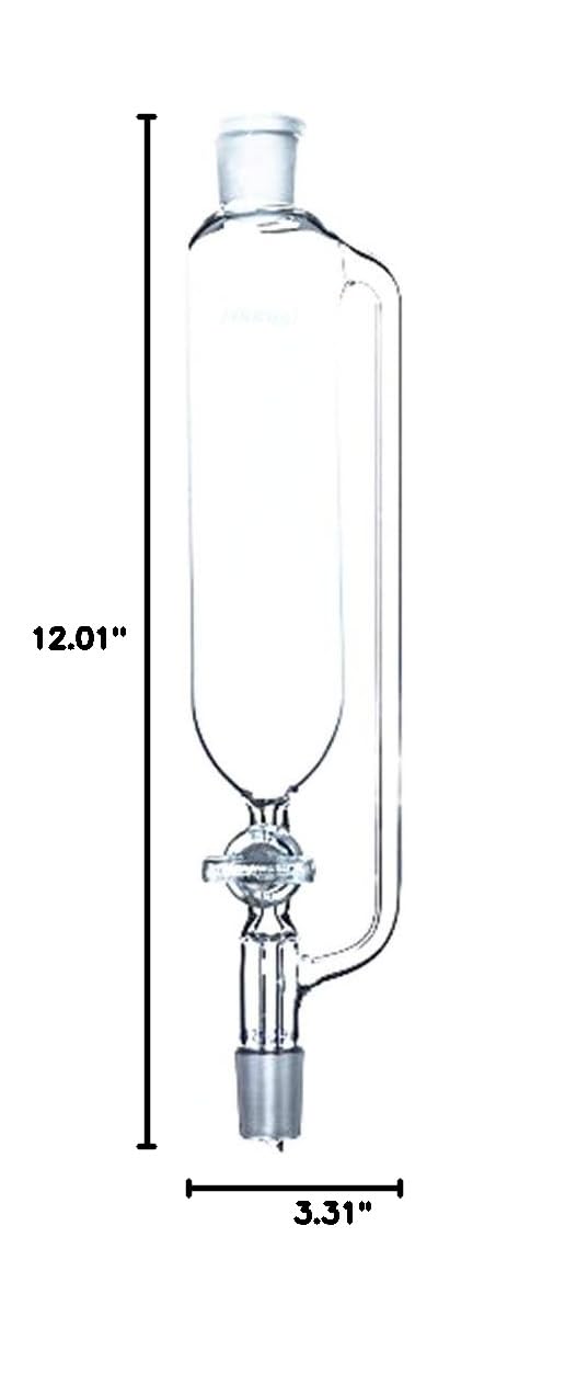 1000mL Glass Pressure Equalizing Addition Funnel with 24/29 Joint & Stopcock - Laboratory Dropping Funnel for Precise Chemical Reactions, Distillation & Titration Experiments