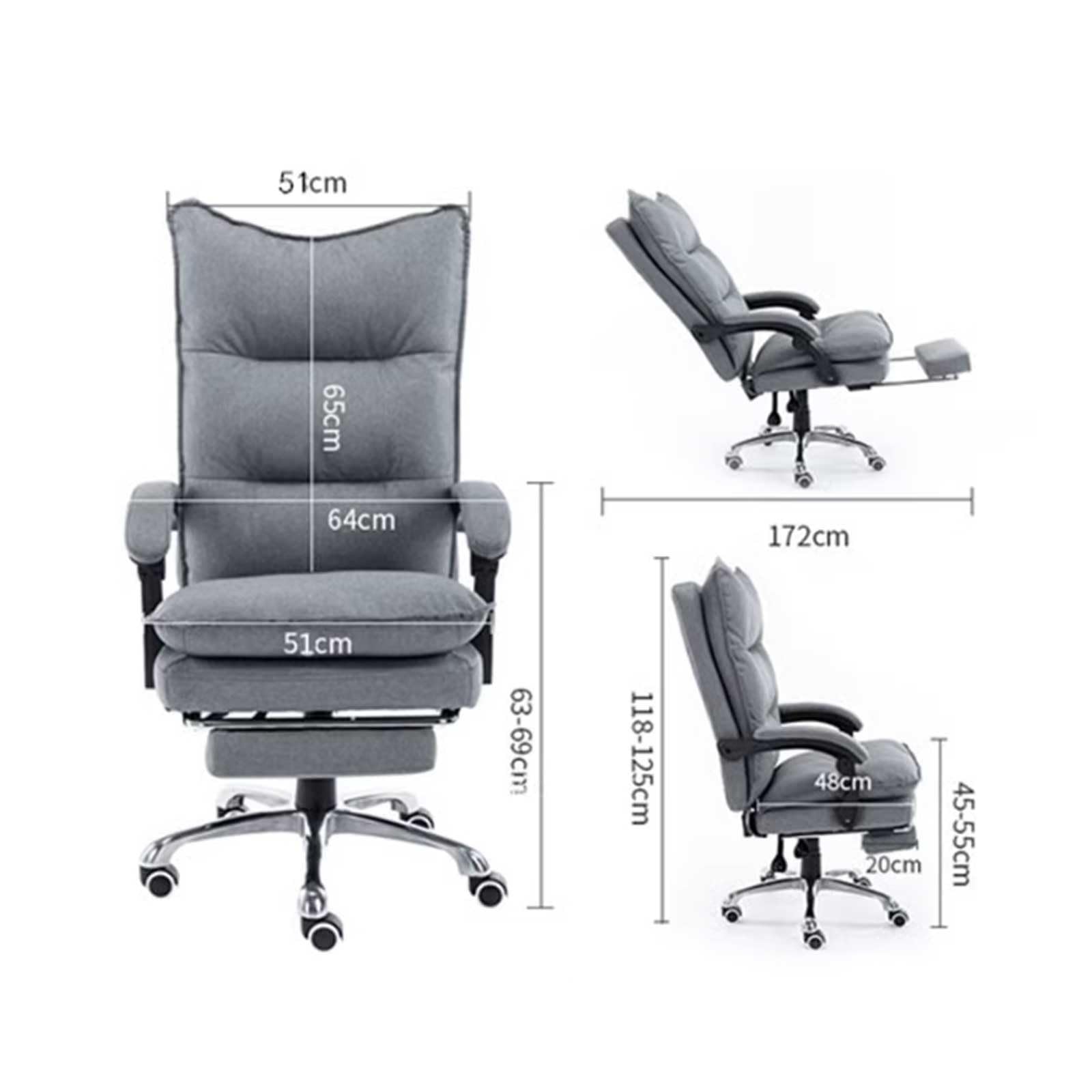 Premium Ergonomic High Back Executive Office Chair with Footrest - Adjustable Leather Desk Chair for Home & Office - Comfortable Support for Long Hours (Blue) - Perfect for Workstations, Gaming & Study Spaces