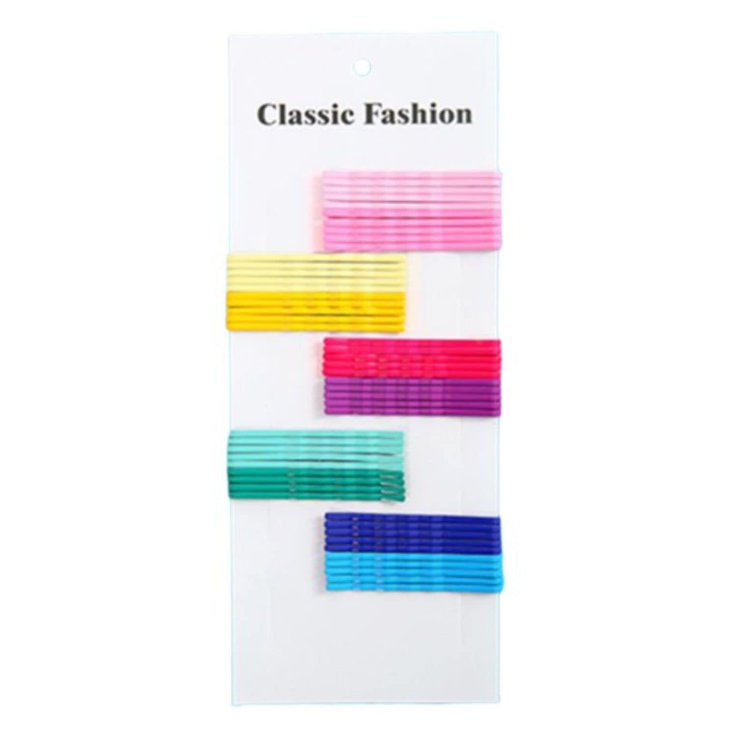 FAMEZA 50pcs U-Shaped Hair Clips - Colorful Metal Hair Styling Clips for Salon, DIY, Wavy & Curly Hair - Rainbow Hairpins for Women & Girls - Perfect for Braiding, Styling & Hair Extensions
