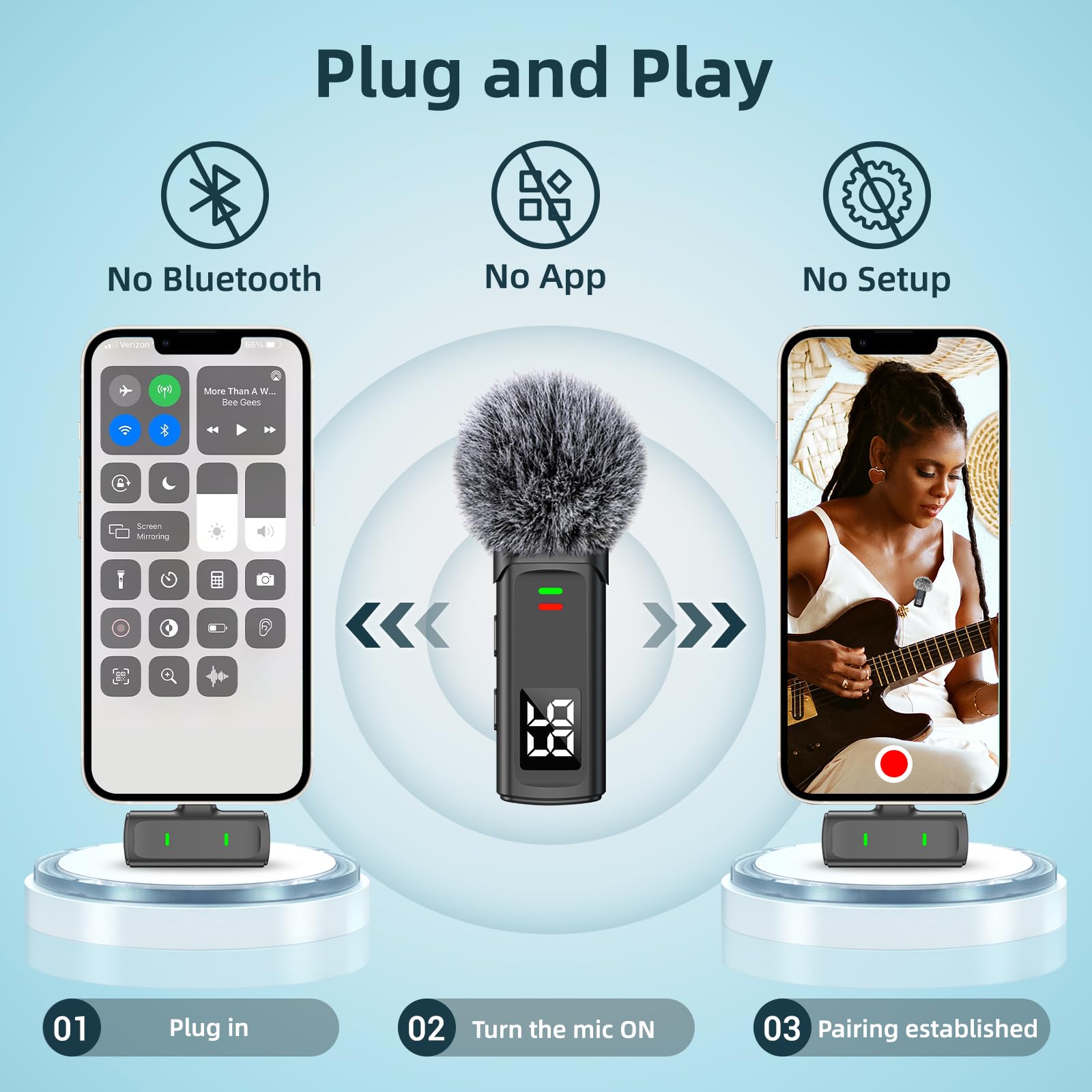 Wireless Lavalier Microphone for iPhone & Android - USB-C Mini Mic with Charging Case, 35H Battery, 75FT Range - Perfect for Video Recording, Vlogging, Interviews, Podcasting, YouTube & TikTok Content Creation