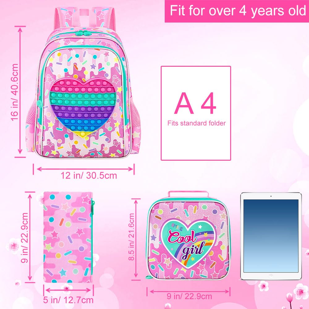 WZLVO Unicorn Mermaid Backpack for Girls - Cute Kids School Bookbag with Lunch Box for Preschool, Kindergarten & Elementary Students | Perfect for School, Travel & Daily Use