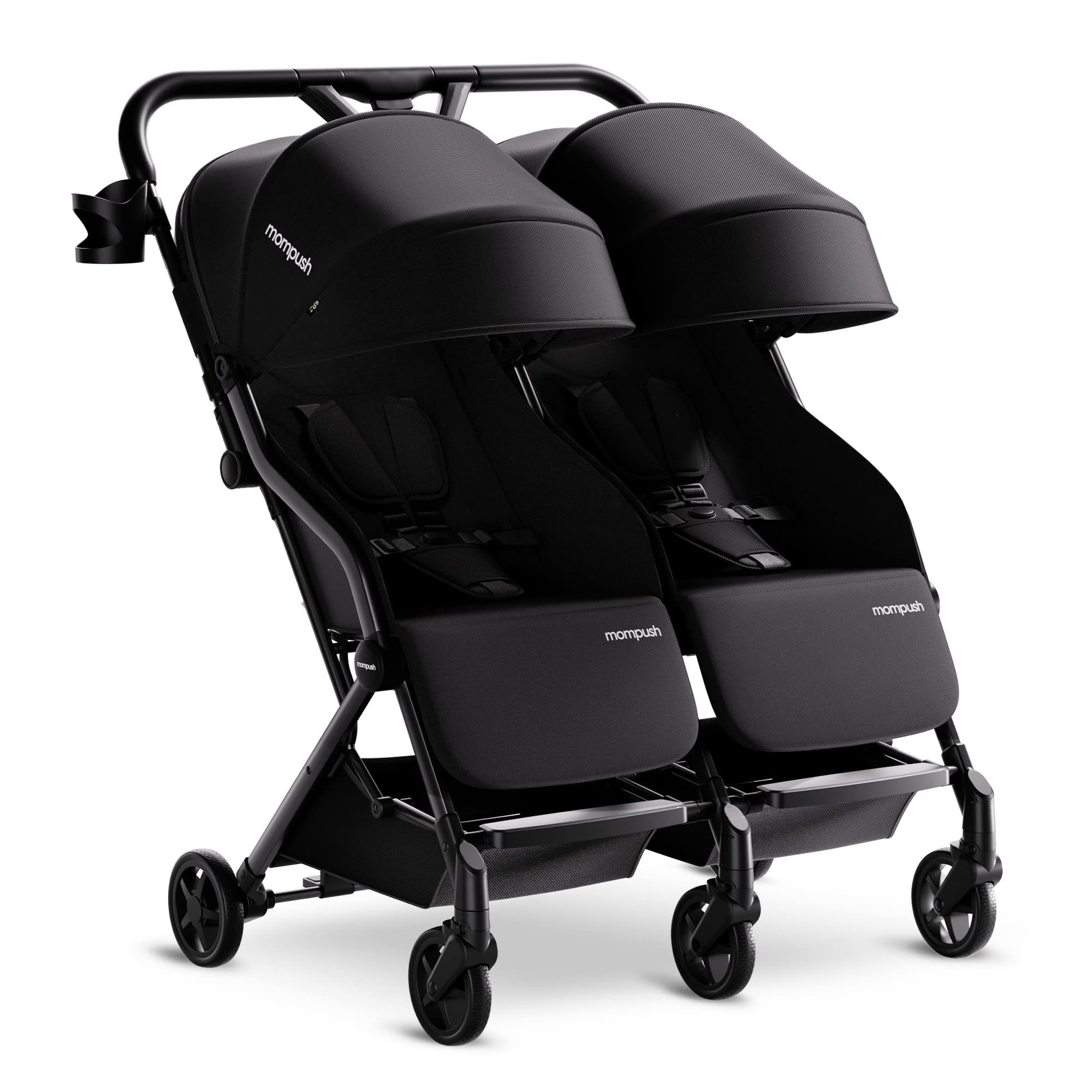 Mompush Lithe Double Ultralight Stroller - Lightweight Side by Side Baby Stroller with 2 Large Reclining Seats | Easy Fold & Compact Design | Perfect for Twins, Siblings, or Daycare Use | Ideal for Travel, Shopping & Outdoor Adventures