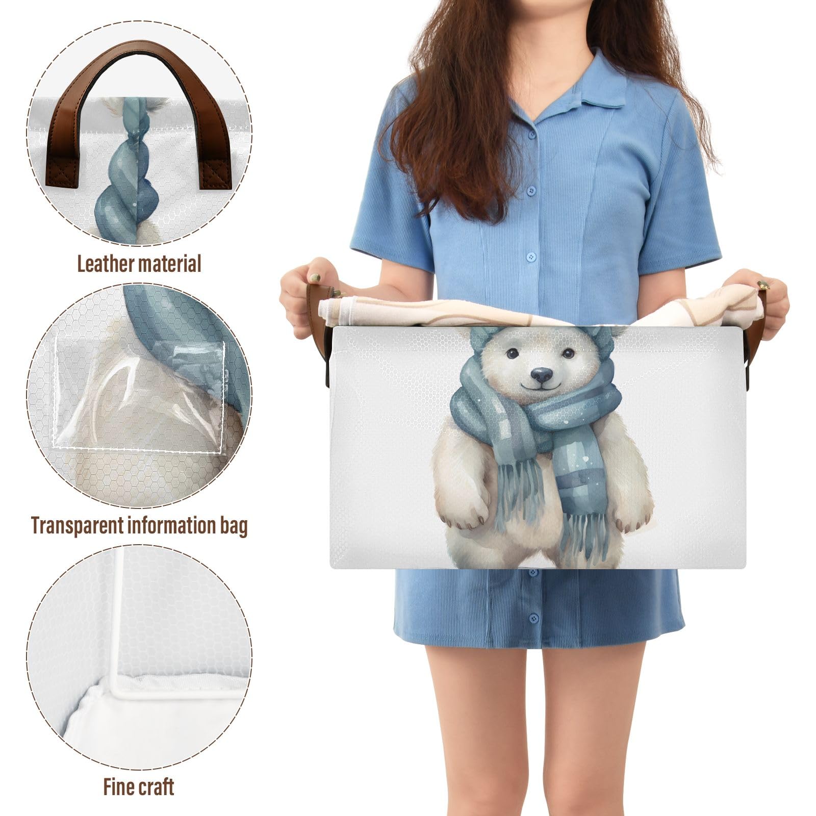 ALAZA Closet Storage Cubes - Collapsible Fabric Bins for Shelves (2-Pack) | Cute Bear Design | Perfect for Bedroom, Nursery & Kids Room Organization