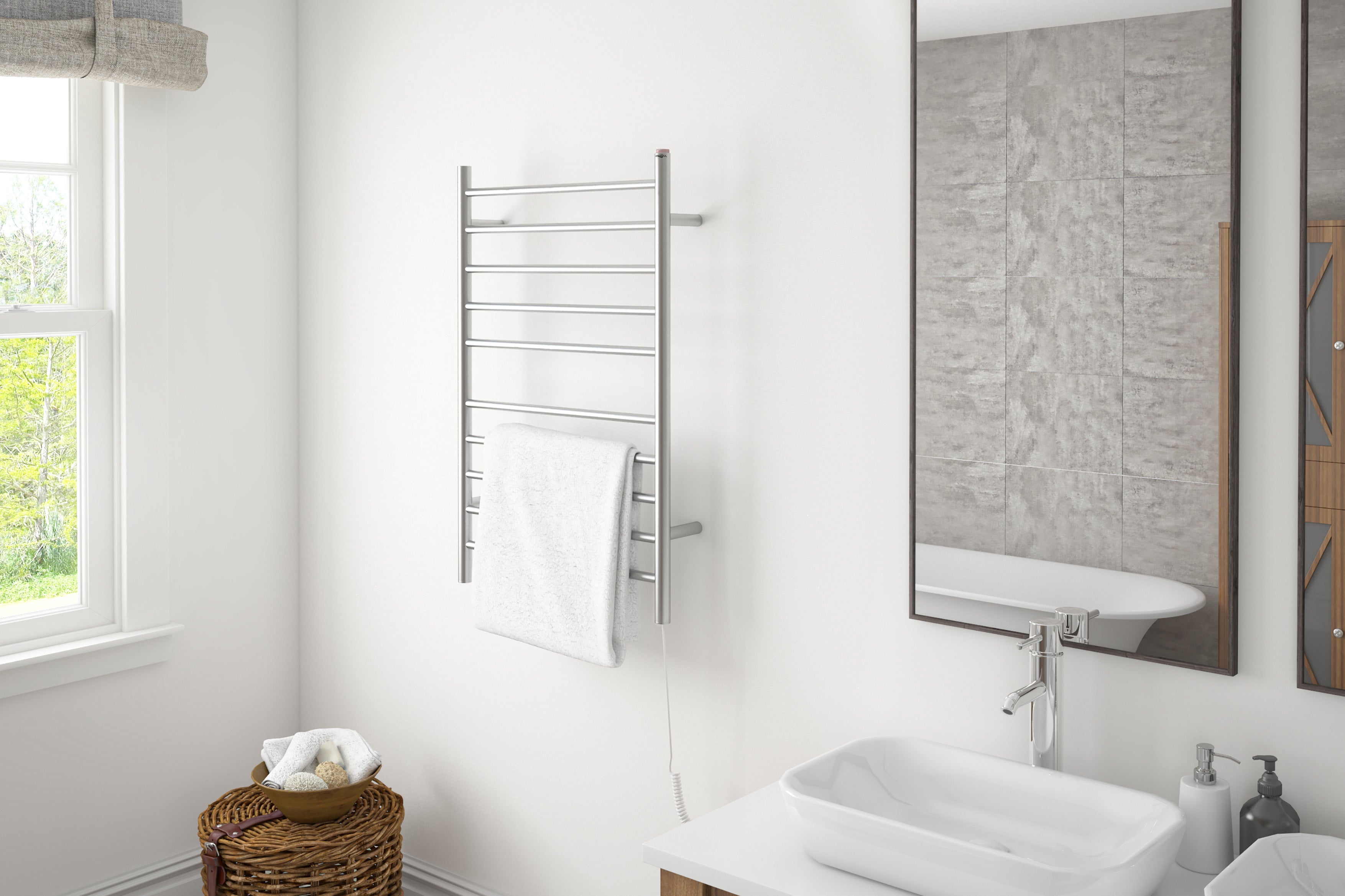 Premium 10 Bar Hardwired & Plug-in Towel Warmer - Brushed Stainless Steel - Fast Heating Bathroom Luxury for Spa, Hotel & Home Use