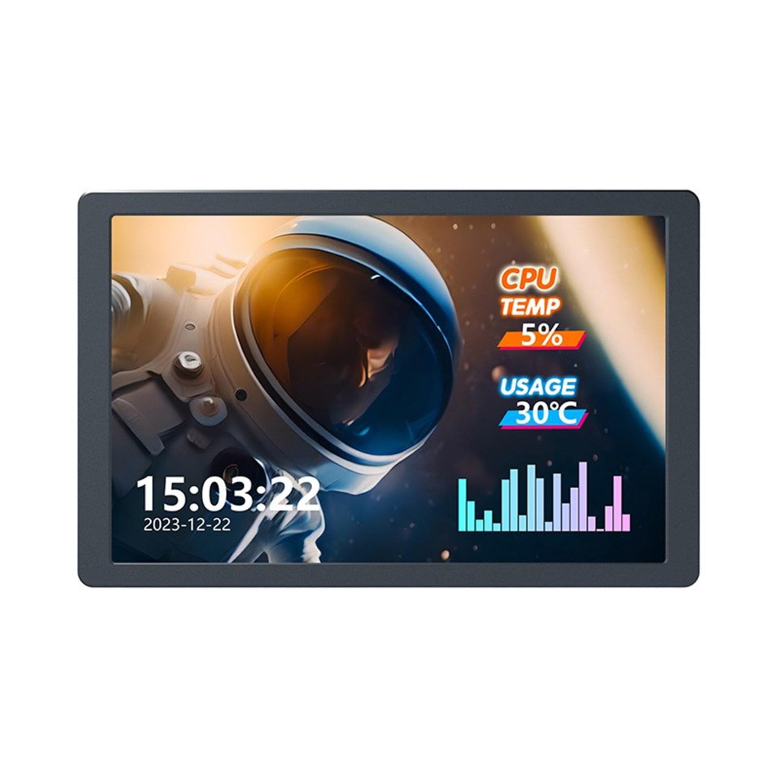 JSGHGDF 8 Inch USB Portable Monitor 1920x800 HD Display for PC - Energy Saving, Temperature Monitoring - Ideal for Office Work, Gaming & Data Visualization