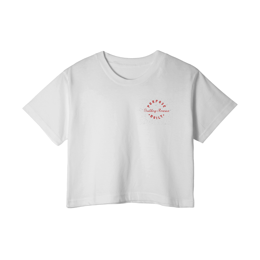 Building America Crop Top - White | Women's Fashion Tops for Casual Wear & Summer Outfits