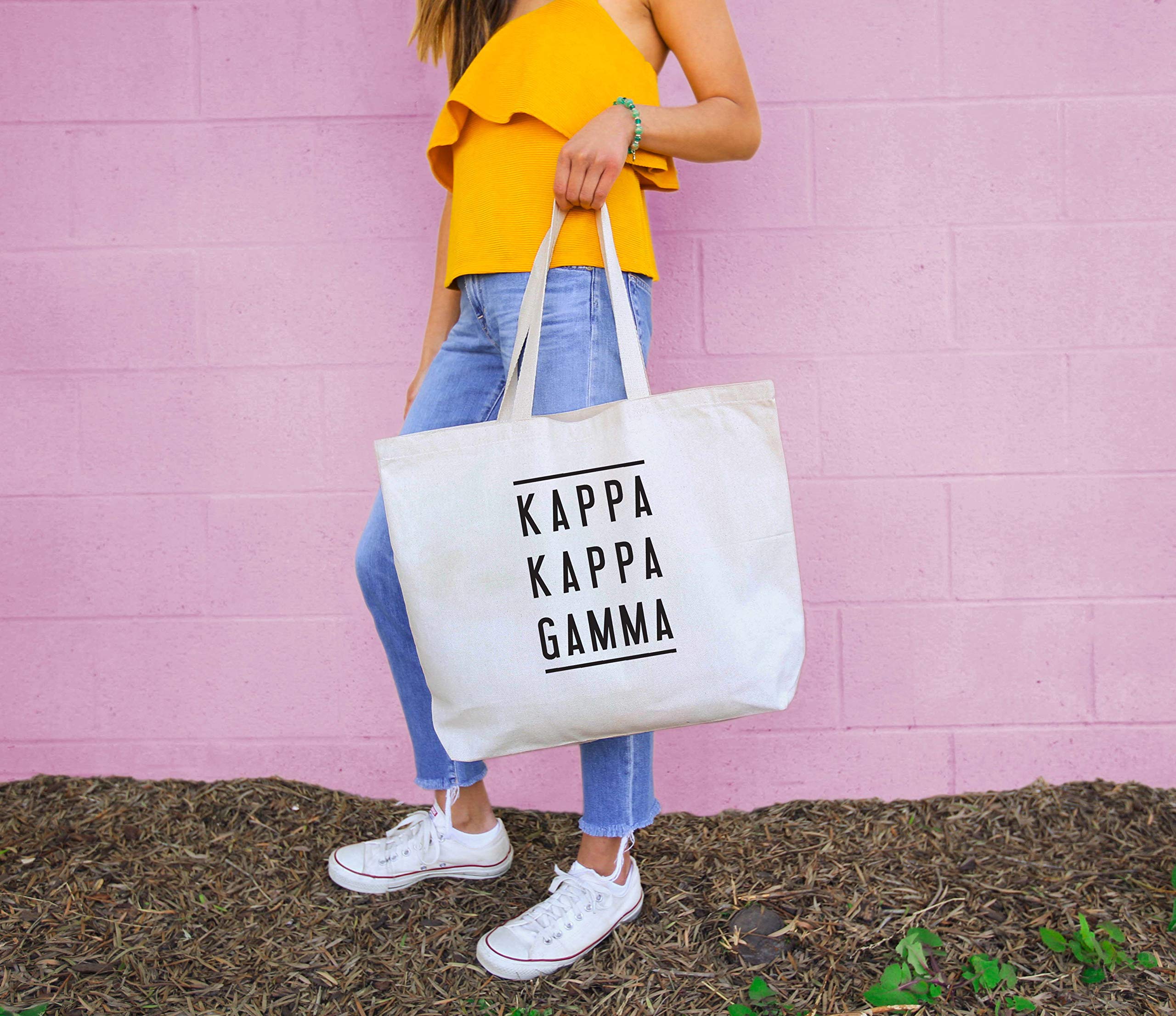 Sorority Tote Bags for Women - Large Canvas Tote with Classic Double-Line Greek Letter Design - Perfect for College, Sisterhood Events & Everyday Use