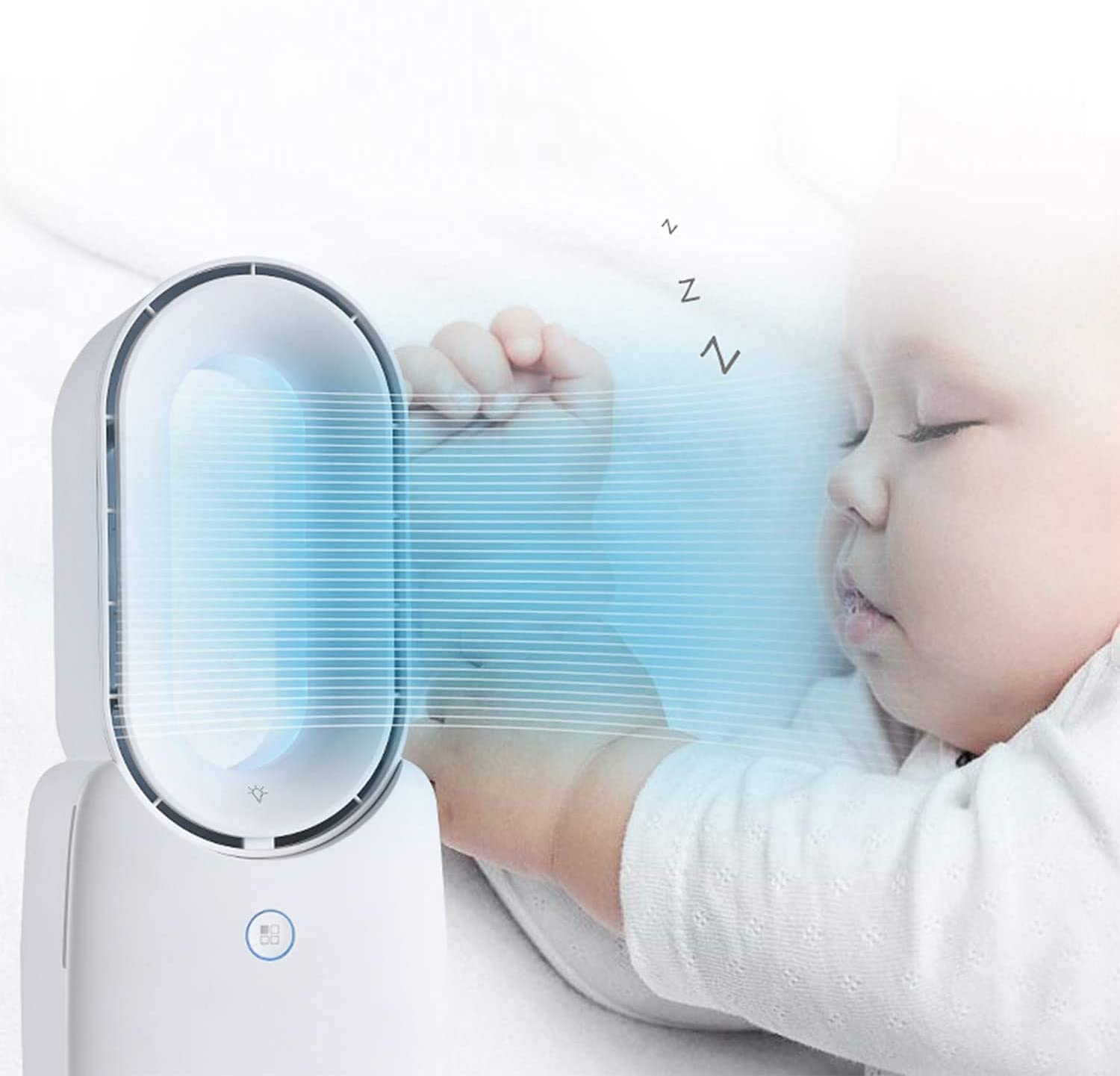 11.8 Inch Quiet Bladeless Desk Fan with USB Power, 3-Speed Touch Control & 5-Color LED Lights - Stylish Small Table Fan for Home, Office, Bedroom - Perfect Summer Cooling Gift for Work & Relaxation