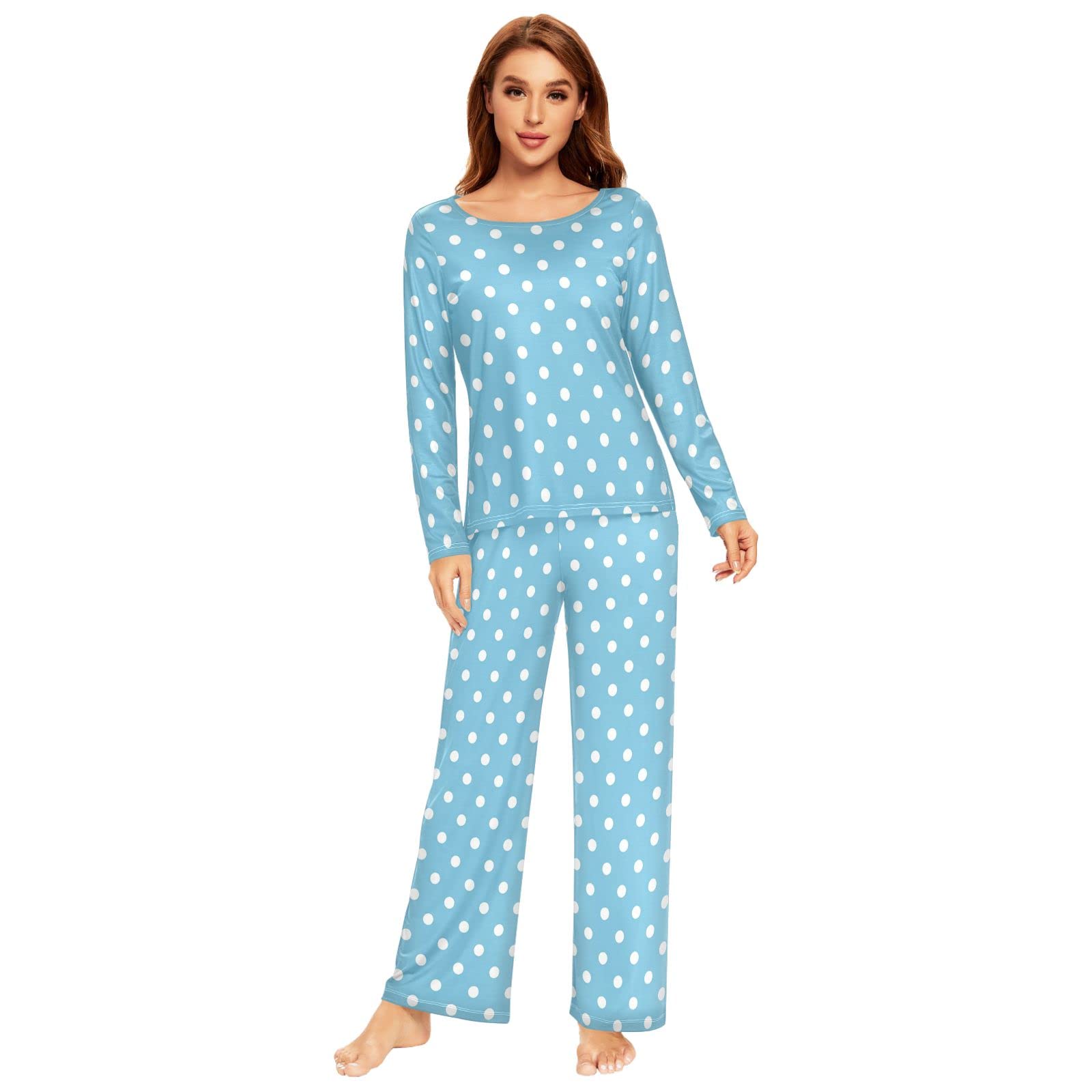 Women's 2-Piece Long Sleeve Pajama Set - Soft Cotton Sleepwear & Lounge Wear for Women - Cozy Nightwear for Sleeping, Relaxing at Home or Traveling