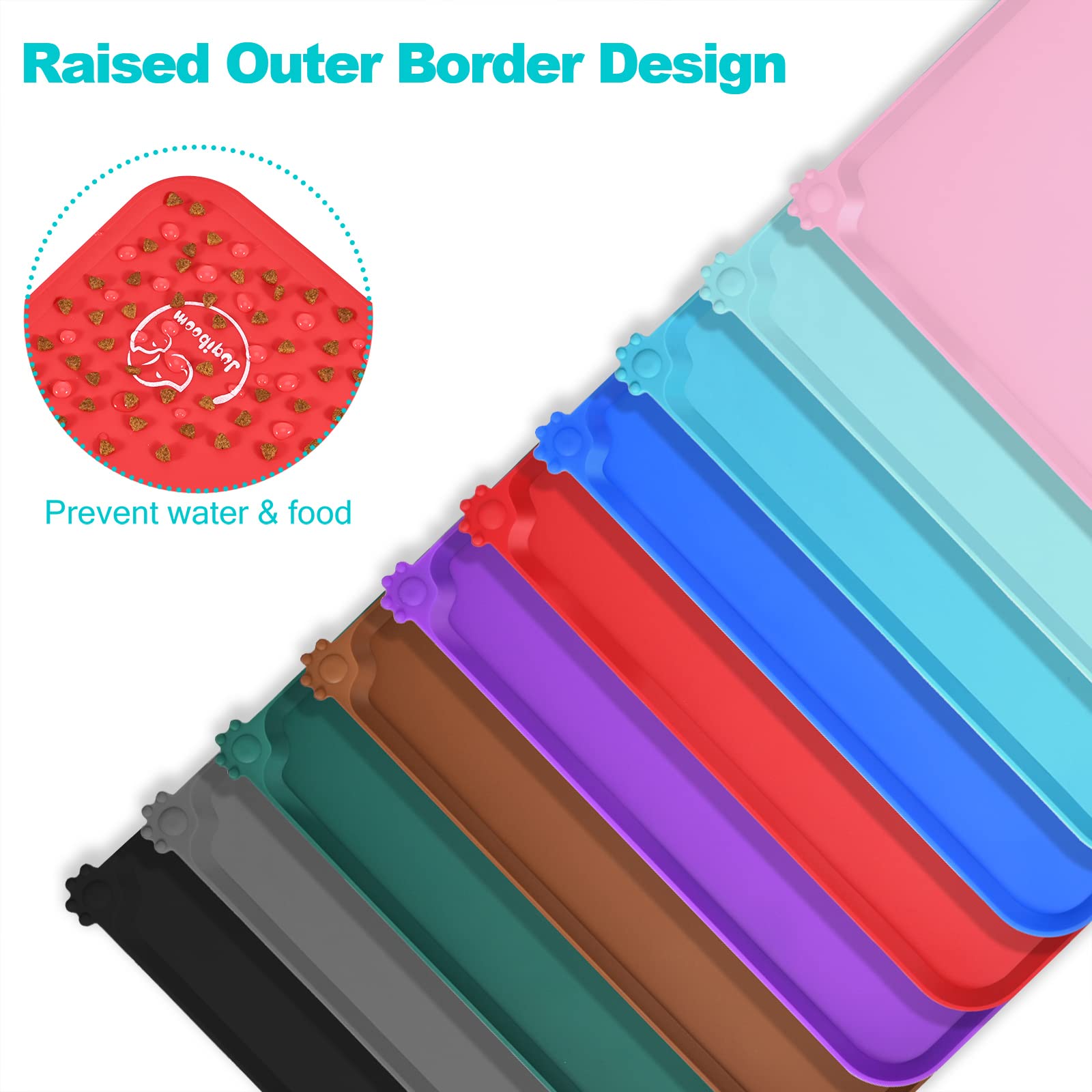Waterproof Non-Slip Silicone Pet Feeding Mat for Dogs & Cats - Easy Clean Food Bowl Placemat (18.5