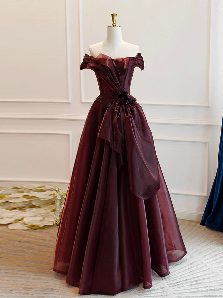Elegant A-Line Burgundy Organza Long Prom Dress & Evening Gown for Formal Events, Homecoming, Weddings, and Special Occasions
