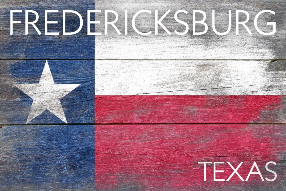 Fredericksburg Texas Rustic State Flag Art Print - 24x36 Signed Wall Decor Poster | Vintage Texas Home Decor, Office & Cabin Wall Art