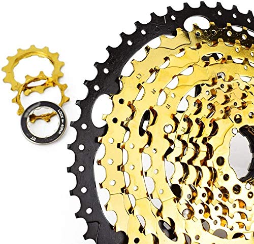 10-Speed MTB Cassette 11-46T/11-50T - Lightweight & Durable Bicycle Flywheel for Mountain Bikes - Gold Color - Perfect for Trail Riding, Downhill & Off-Road Cycling