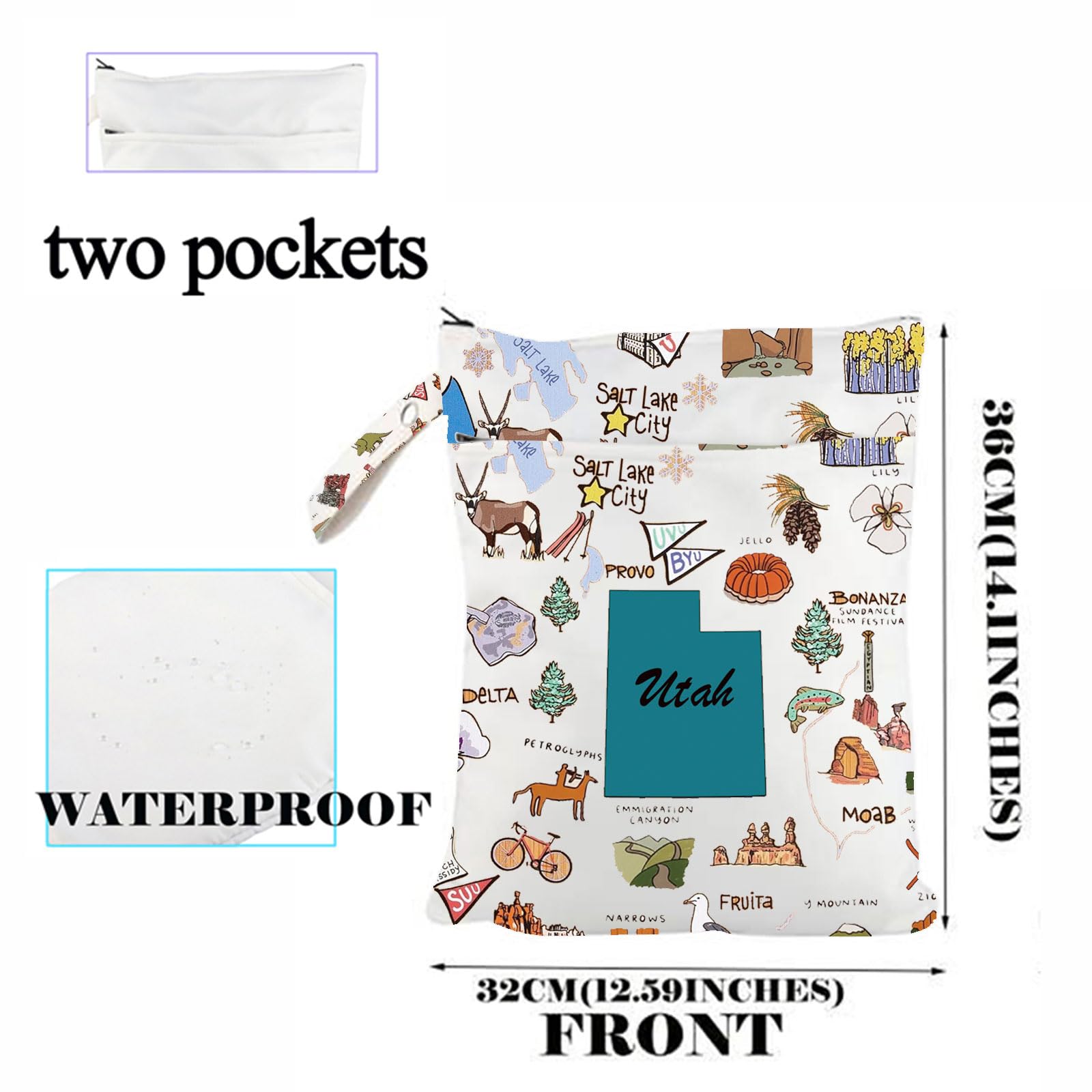 Utah State Travel Gifts - Waterproof Wet Dry Bag for Beach, Pool & Hiking - Durable Travel Storage Pouch - Perfect Utah Souvenirs & Merchandise for Outdoor Adventures