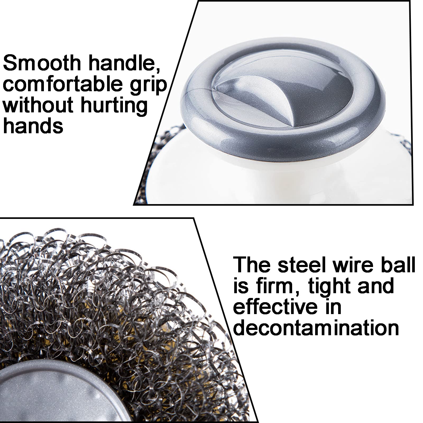 2-Pack Heavy Duty Stainless Steel Scrubber with Handle - for Pots, Pans & Grills Cleaning