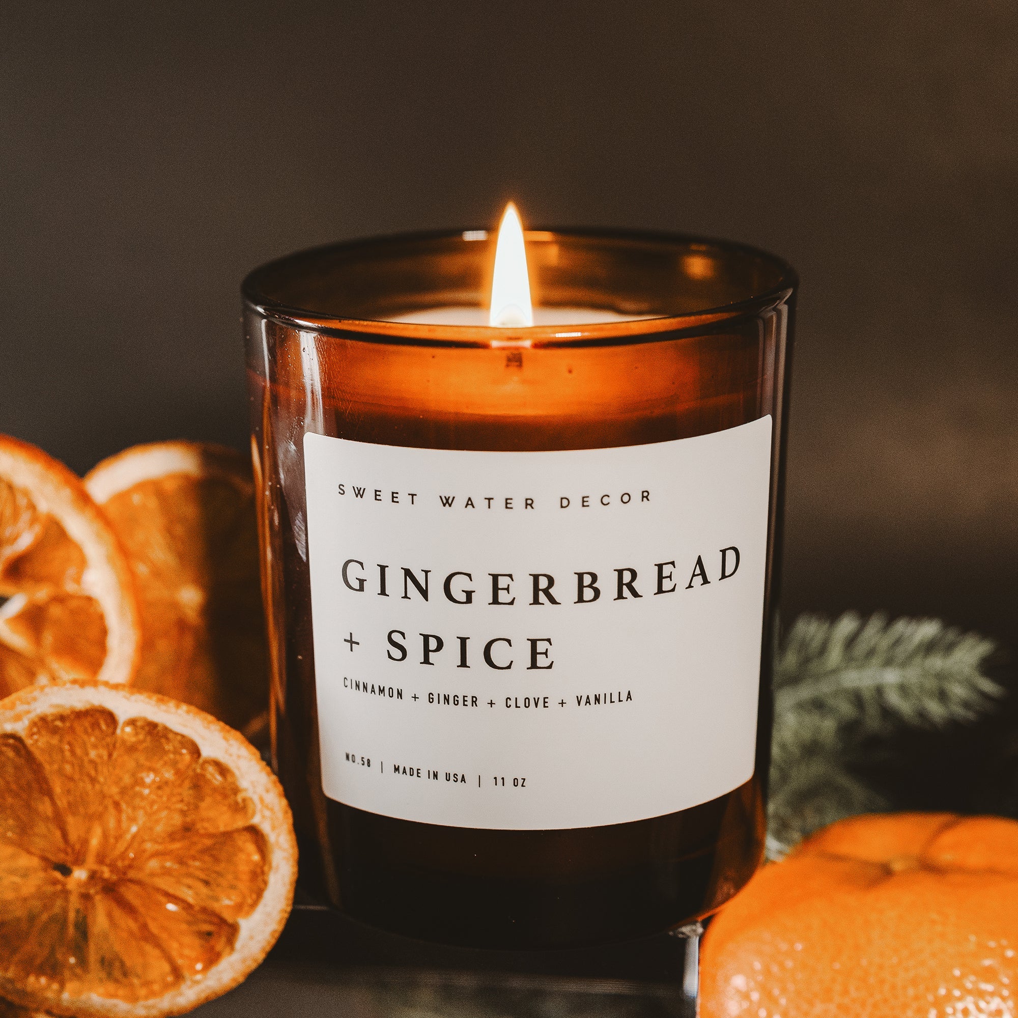 Gingerbread & Spice Scented Amber Glass Jar Candle - Perfect for Christmas Decor, Holiday Gifts & Cozy Home Aromatherapy