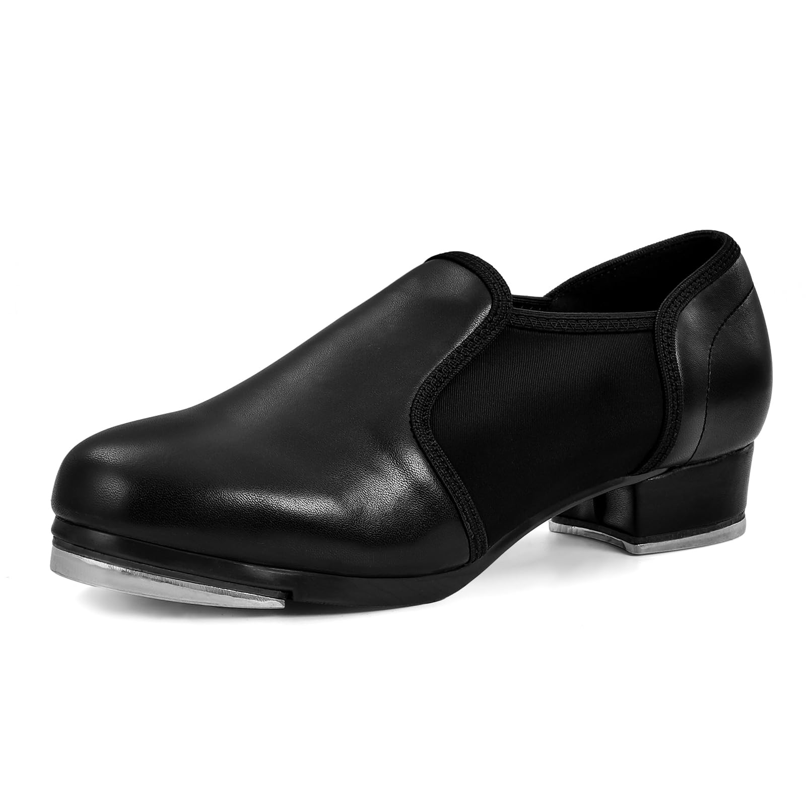 Men's Black Leather Slip-On Jazz Tap Dance Shoes for Adults – Perfect for Jazz, Tap, and Ballroom Dancing