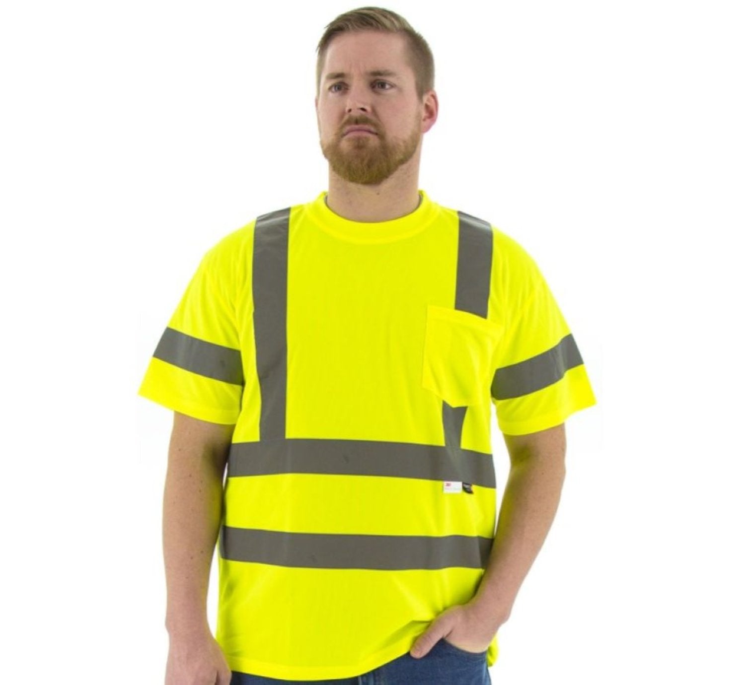 High Visibility Short Sleeve Shirt for Men - Reflective Safety Work Shirt with Moisture Wicking - Ideal for Construction, Road Work & Nighttime Outdoor Activities