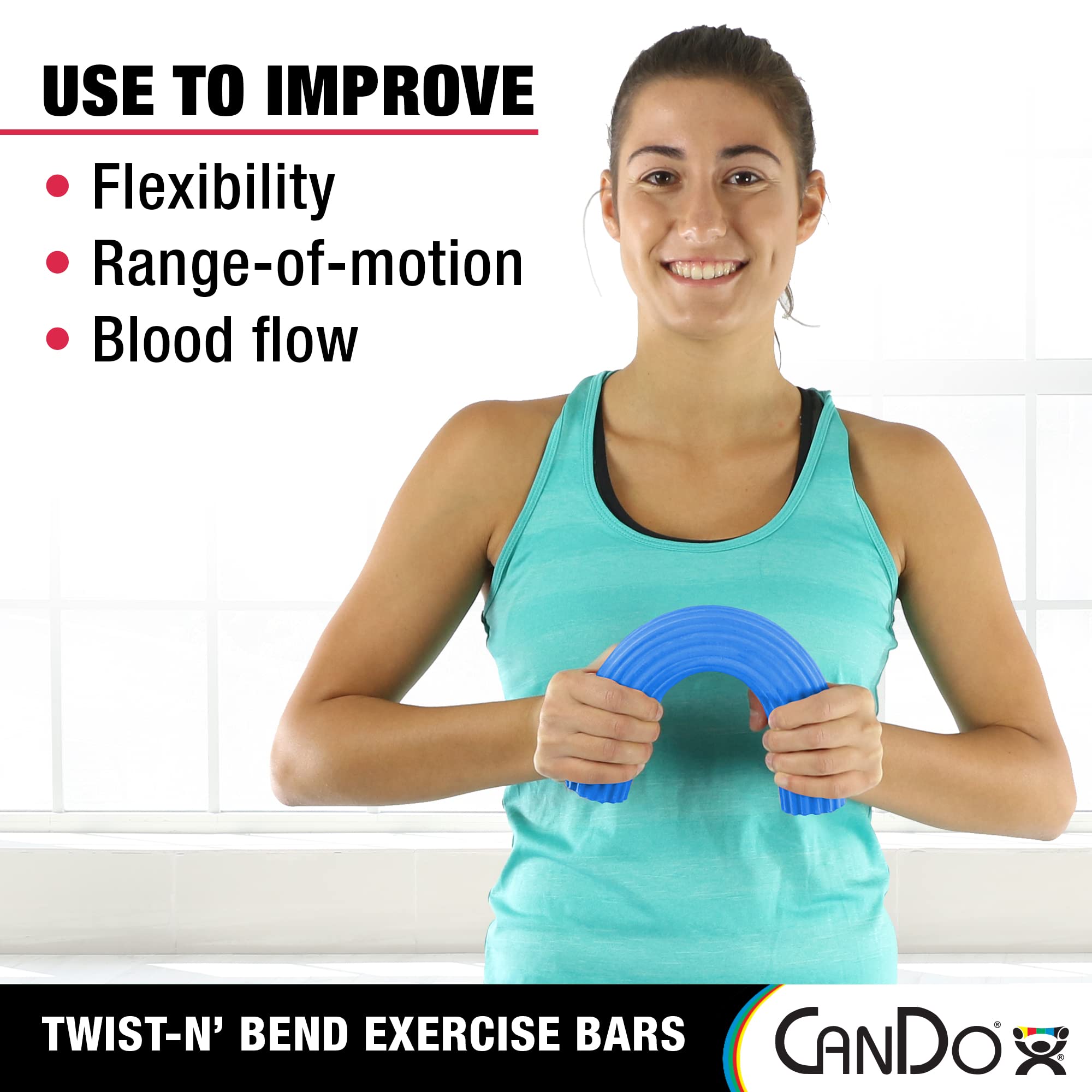 CanDo Twist-n' Bend Flexible Resistance Bars - Grip Strength & Forearm Training for Physical Therapy, Golf, Tennis | Injury Recovery & Tendonitis Pain Relief | Home Gym & Sports Rehabilitation Equipment