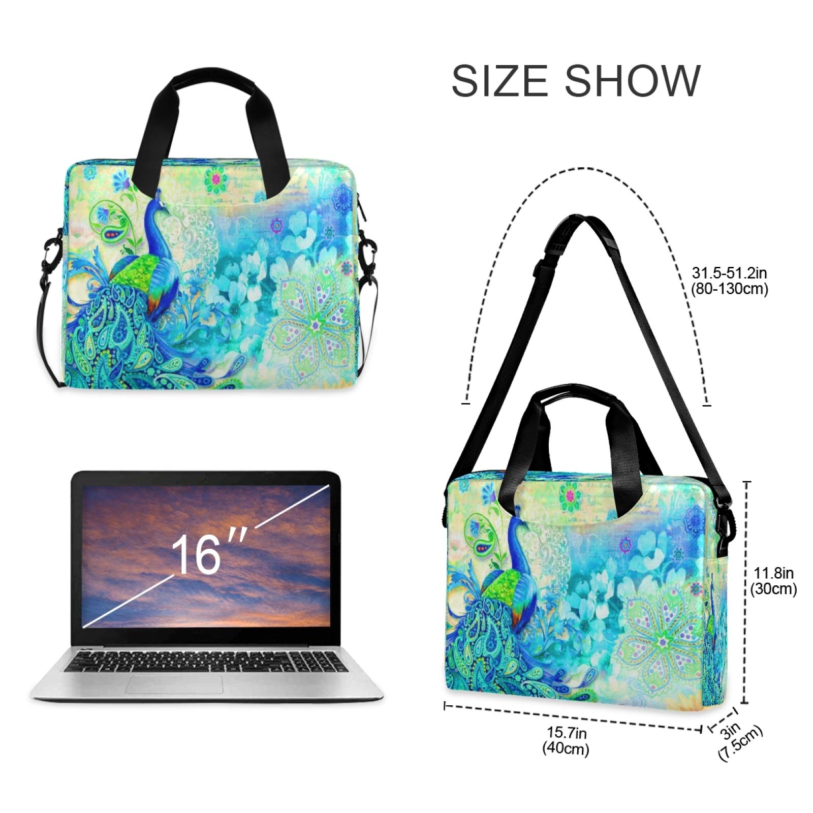 13-15.6 Inch Laptop Bag with Protective Sleeve, Lightweight Computer Carrying Case for MacBook, Notebook, Ideal for Work, School, and Travel
