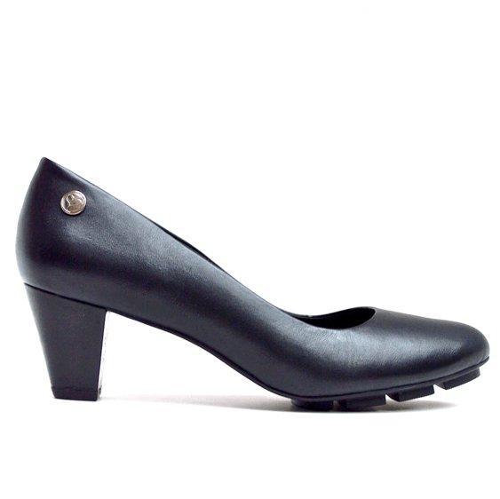 Black Leather Skip Mid Heel Pumps for Women – Comfortable Office & Party Shoes for Work, Weddings & Special Occasions