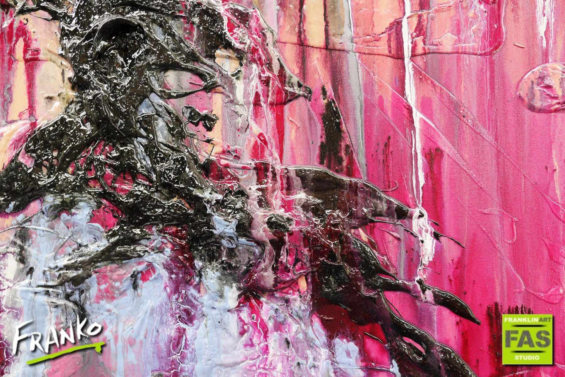 140cm x 100cm Pink Abstract Canvas Painting - Modern Wall Art for Living Room, Bedroom & Office Decor | Magenta Urge Collection
