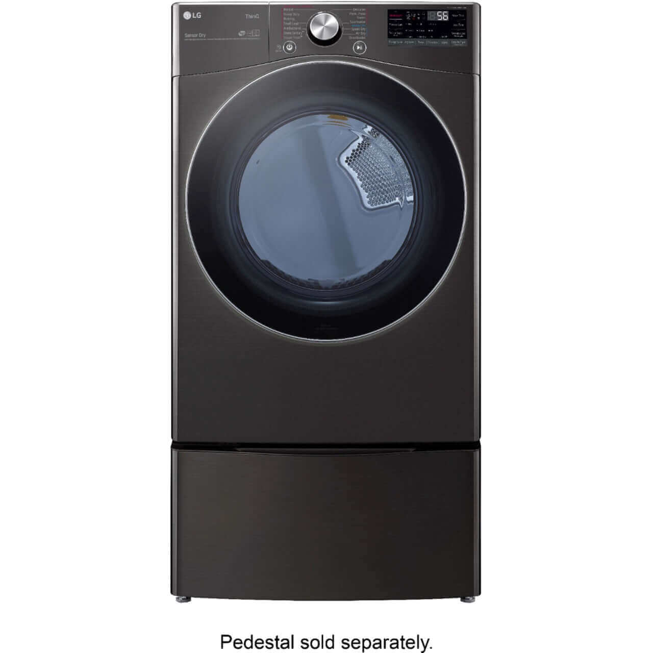 LG DLEX4200B 27 Inch 7.4 Cu Ft Front Load Electric Dryer with TurboSteam Technology - Built-In Intelligence, Black Steel | Perfect for Large Families & Laundry Rooms | Energy Efficient & Smart Home Compatible