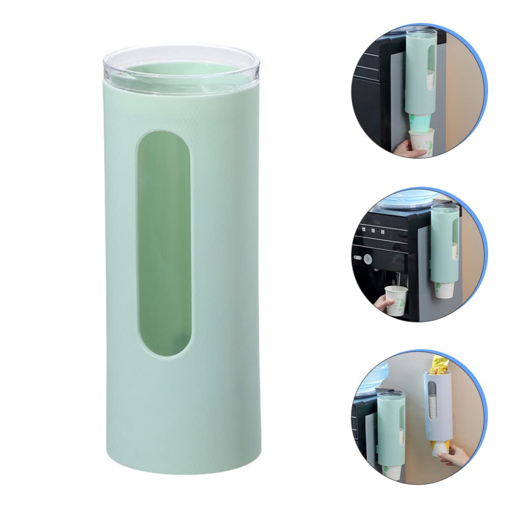 Housoutil Adhesive Cup Holder - Plastic Paper Cup Storage Organizer & Dispenser for Office, Kitchen, or Home - Hanging Wall Mount Container Rack for Easy Access
