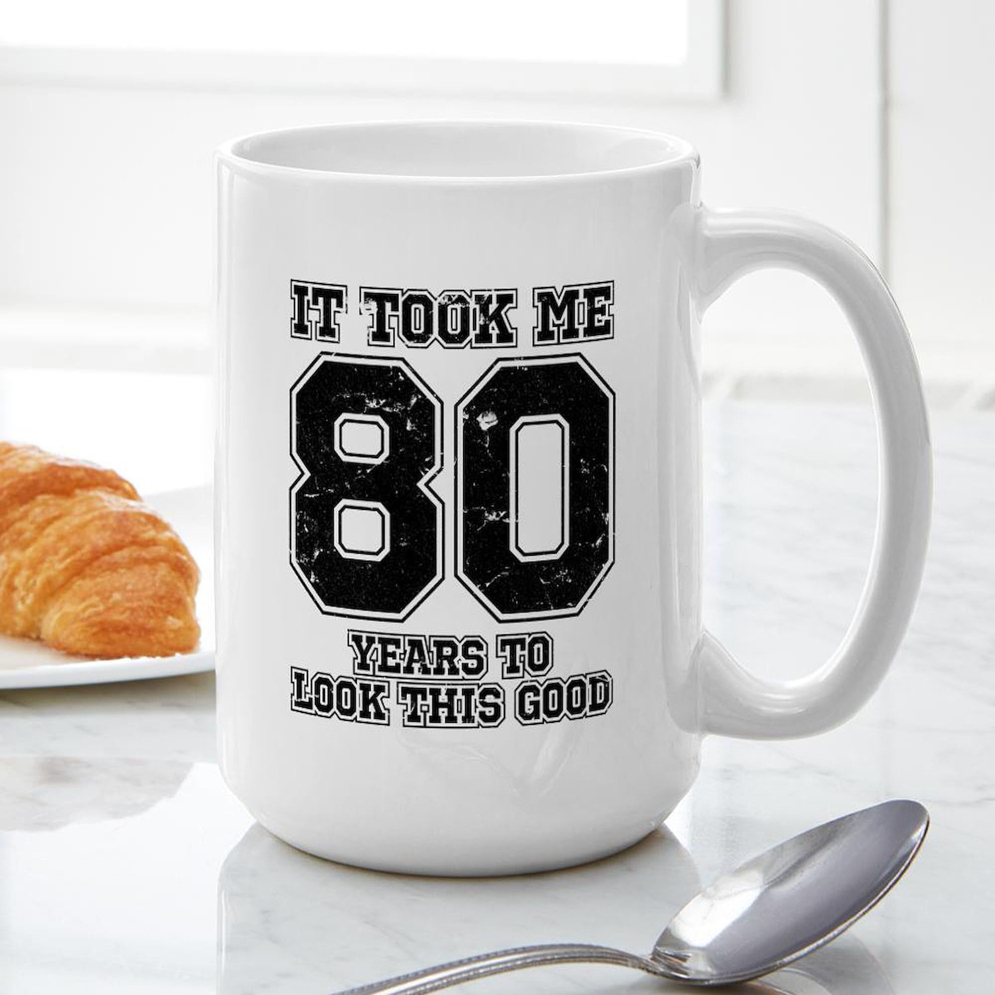 80 And Awesome 15 oz (444 ml) Ceramic Coffee Mug - Funny Birthday Gift for 80 Year Old, Perfect for Tea & Coffee Lovers - Great for Home, Office or Retirement Party
