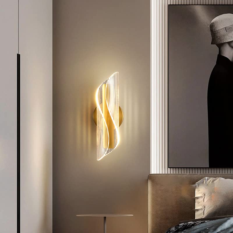 Modern Geometric LED Wall Sconce - Gold Finish Metal 1-Light Fixture for Bedroom, Restaurant & Hotel - 10W Energy Efficient (110V-120V) - White & Gold Lighting for Ambient Decor, Accent Walls & Mood Setting