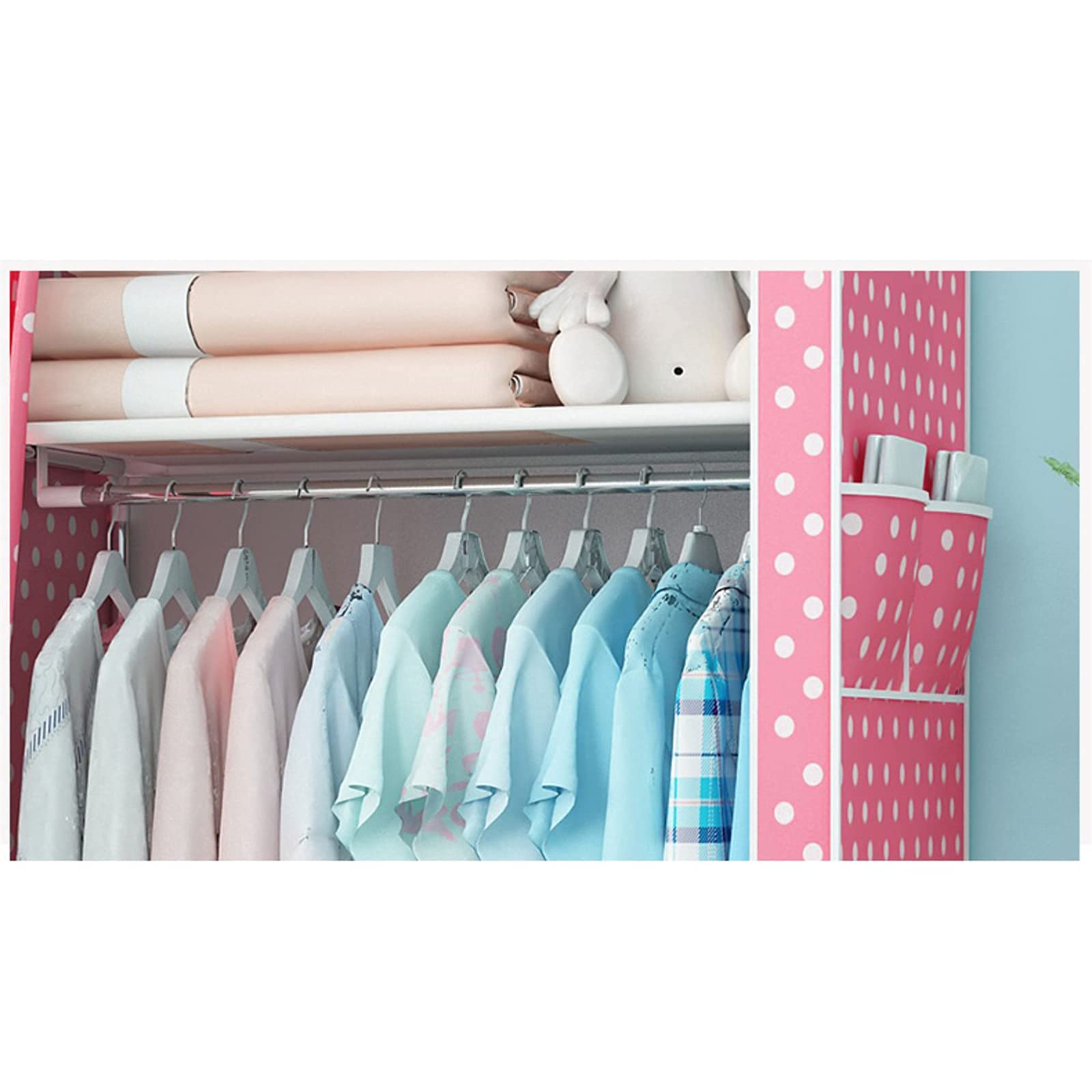 Portable Fabric Wardrobe Closet - Foldable Storage Organizer with Shelves & Hanging Space (155x43x70cm) for Bedroom, Dorm, Apartment - Space Saving Clothes Rack for Travel & Small Spaces