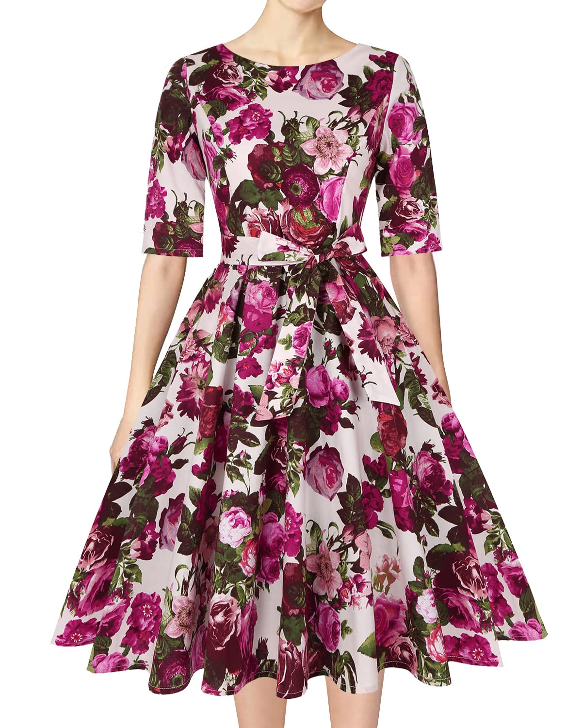 Vintage 1950s Rockabilly Swing Dress for Women - Retro Cocktail Party Prom Dress with Pockets | Perfect for Swing Dancing, Date Nights & 50s Themed Events