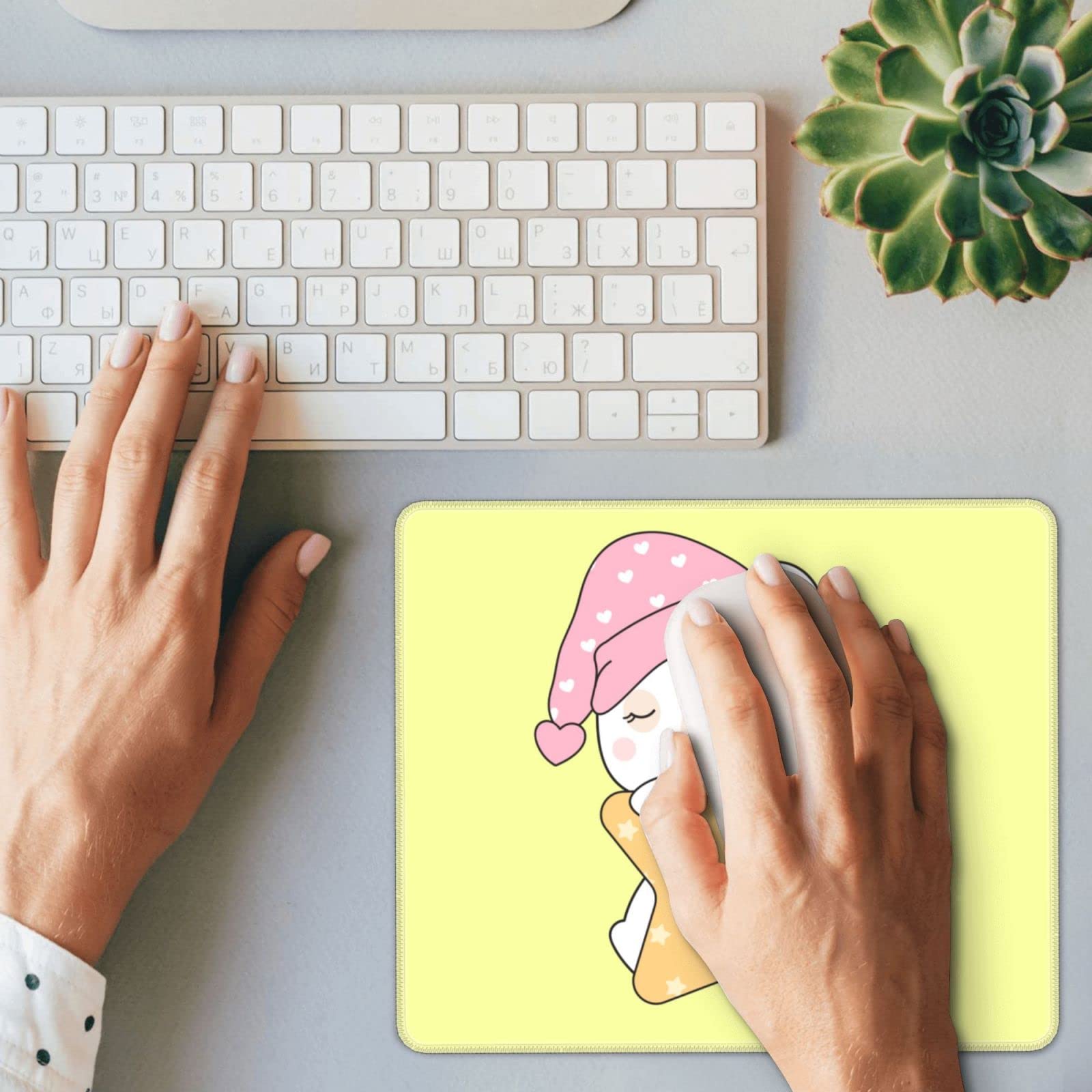 Cute Bear Sleeping on Stars Mouse Pad - 10x12 Inch Non-Slip Rubber Base Computer Mouse Mat for Office, Laptop, Gaming & Home Workspace - Perfect for Work, Study and PC Gaming Setup