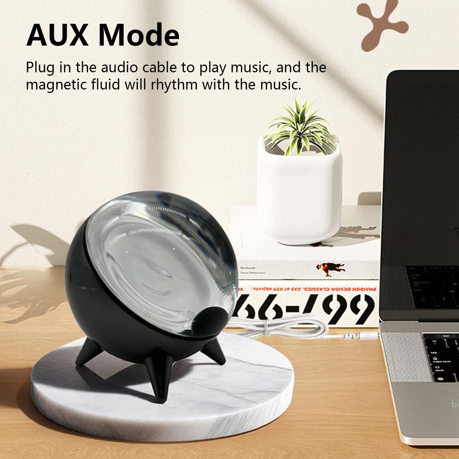 Dancing Ferrofluid Music Rhythm Lamp - Magnetic Liquid Speaker with Visualizer for Home, Office & TV | White Modern Decor for Computer Desktop & Party Entertainment