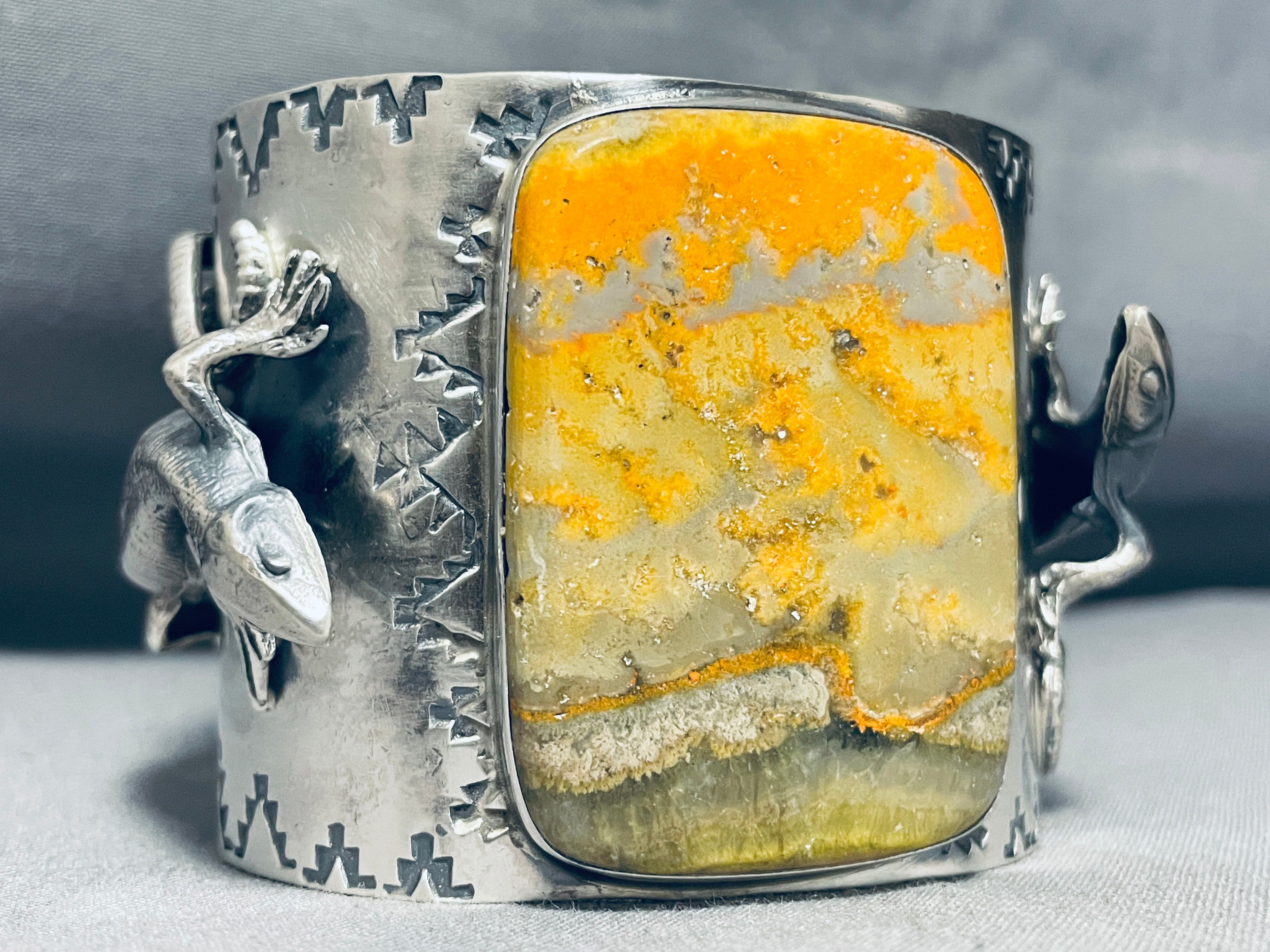 131 Grams Yellow Jasper Sterling Silver Bracelet for Women - Large San Felipe Gemstone Jewelry for Healing, Meditation & Spiritual Protection