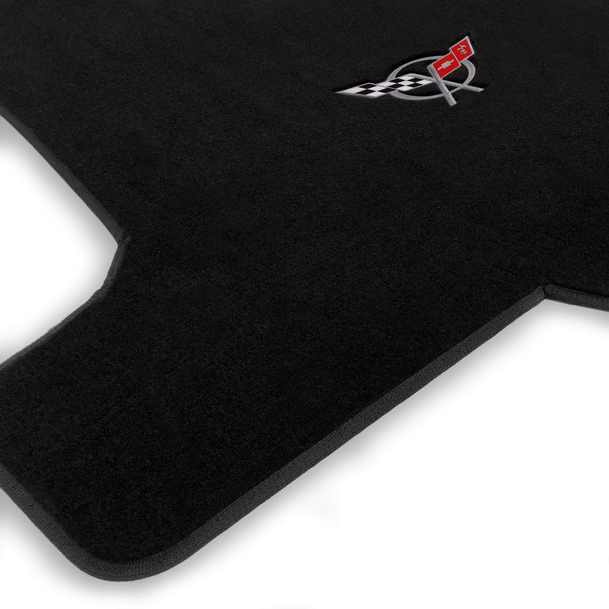 Premium Custom-Fit Lloyd Mats Carpeted Floor Liners for 1998-2004 Corvette C5 Convertible - Black with Silver Flags Design | Luxury Car Accessories for Enhanced Comfort & Style | Perfect for Road Trips & Car Shows