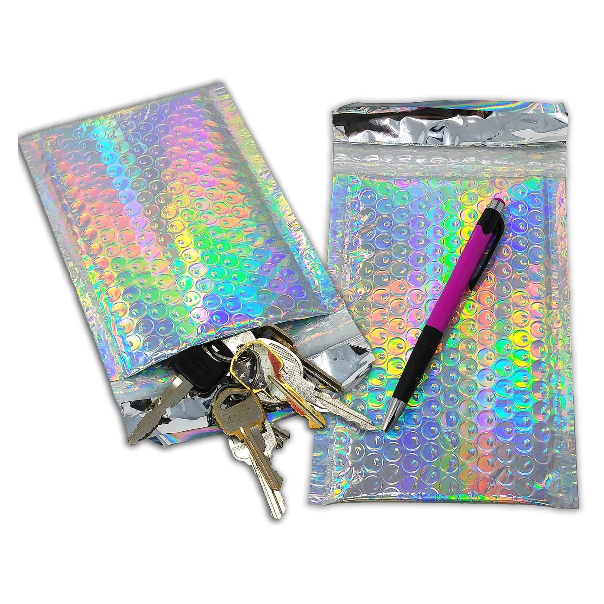 Amiff 25 Pack Holographic Bubble Mailers 13x11 Inches - Padded Shipping Envelopes for Ecommerce, Small Business & Online Sellers - Waterproof Protective Packaging for Jewelry, Cosmetics & Fragile Items