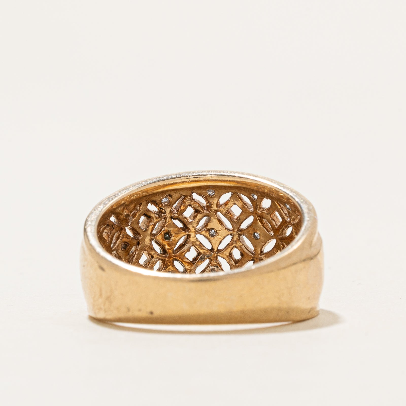 0.11ctw Diamond Openwork Dome Ring - Size 7.25 - Elegant Stackable Band for Women | Perfect for Weddings, Anniversaries & Everyday Luxury Jewelry