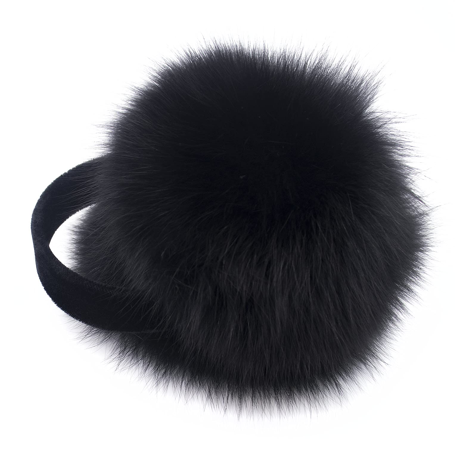 Surell Fox Fur Earmuffs with Velvet Band - Winter Warm Ear Protection for Women & Men - Cozy Cold Weather Accessory for Outdoor Activities, Skiing, Snowboarding & Winter Fashion