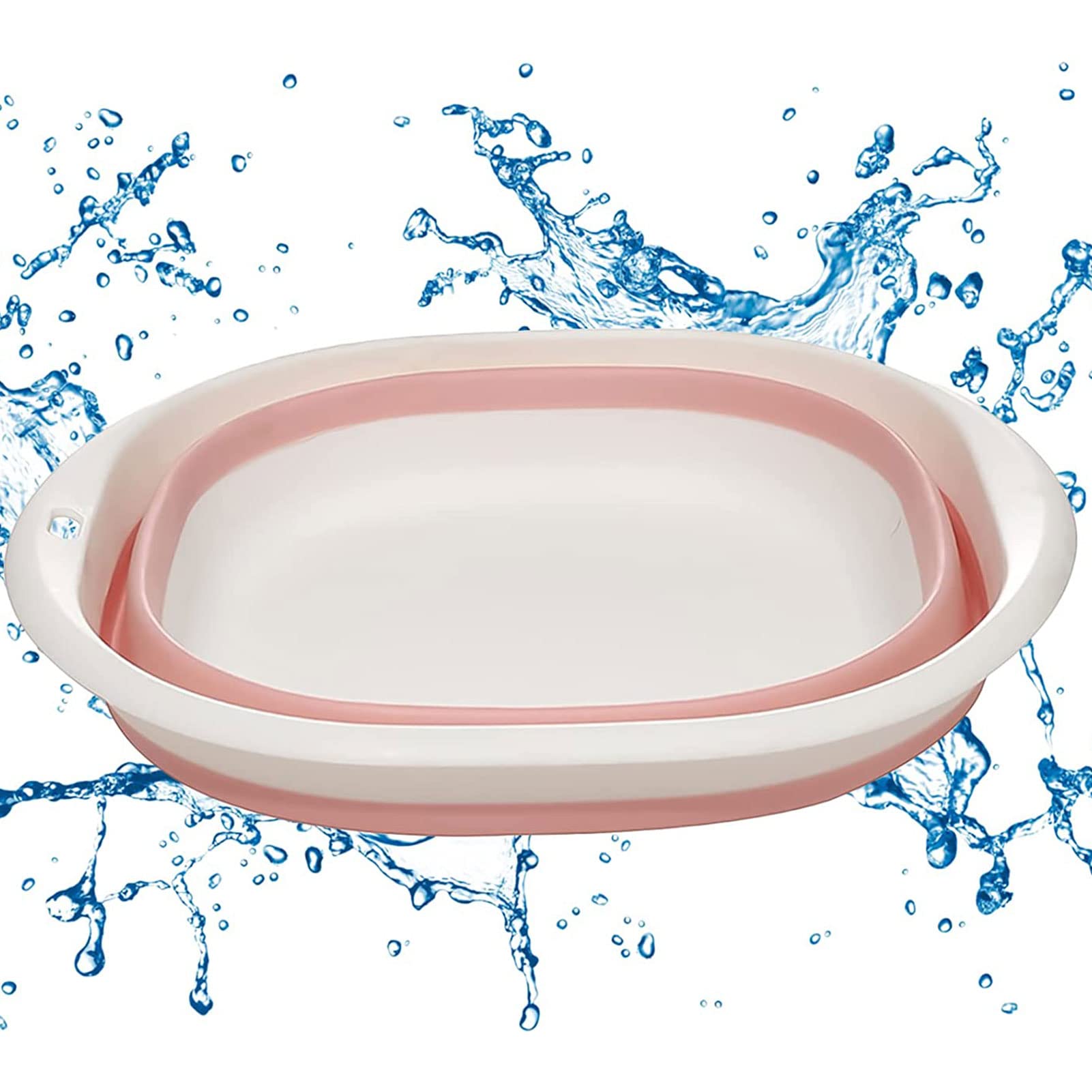 Portable Collapsible Wash Basin - Foldable Washing Bowl for Kitchen, Bathroom, Laundry | Travel & Camping Essential | Large Pink Tub for Home, Outdoor & RV Use