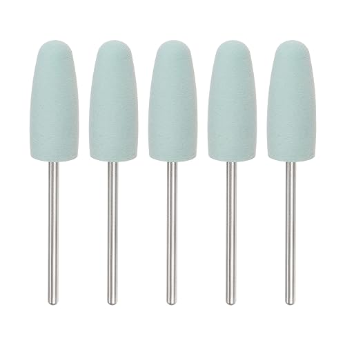 HARFINGTON 5-Piece 800 Grit Rubber Polishing Bits - 10mm Dia Silicone Buffing Wheels for Rotary Tools & Electric Grinders - Cone Shaped Mounted Grinding Heads - Perfect for Metal Polishing, Jewelry Making & DIY Crafts