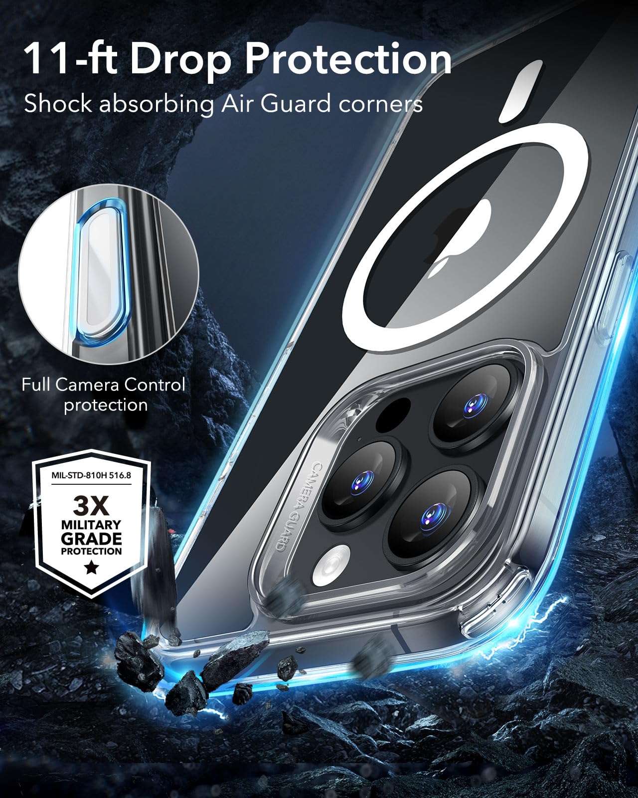 ESR for iPhone 16 Pro Max Case with Camera Control Button | MagSafe Compatible | Military-Grade Shockproof Protection | Clear Hybrid HaloLock Case | Perfect for Outdoor Adventures & Daily Use