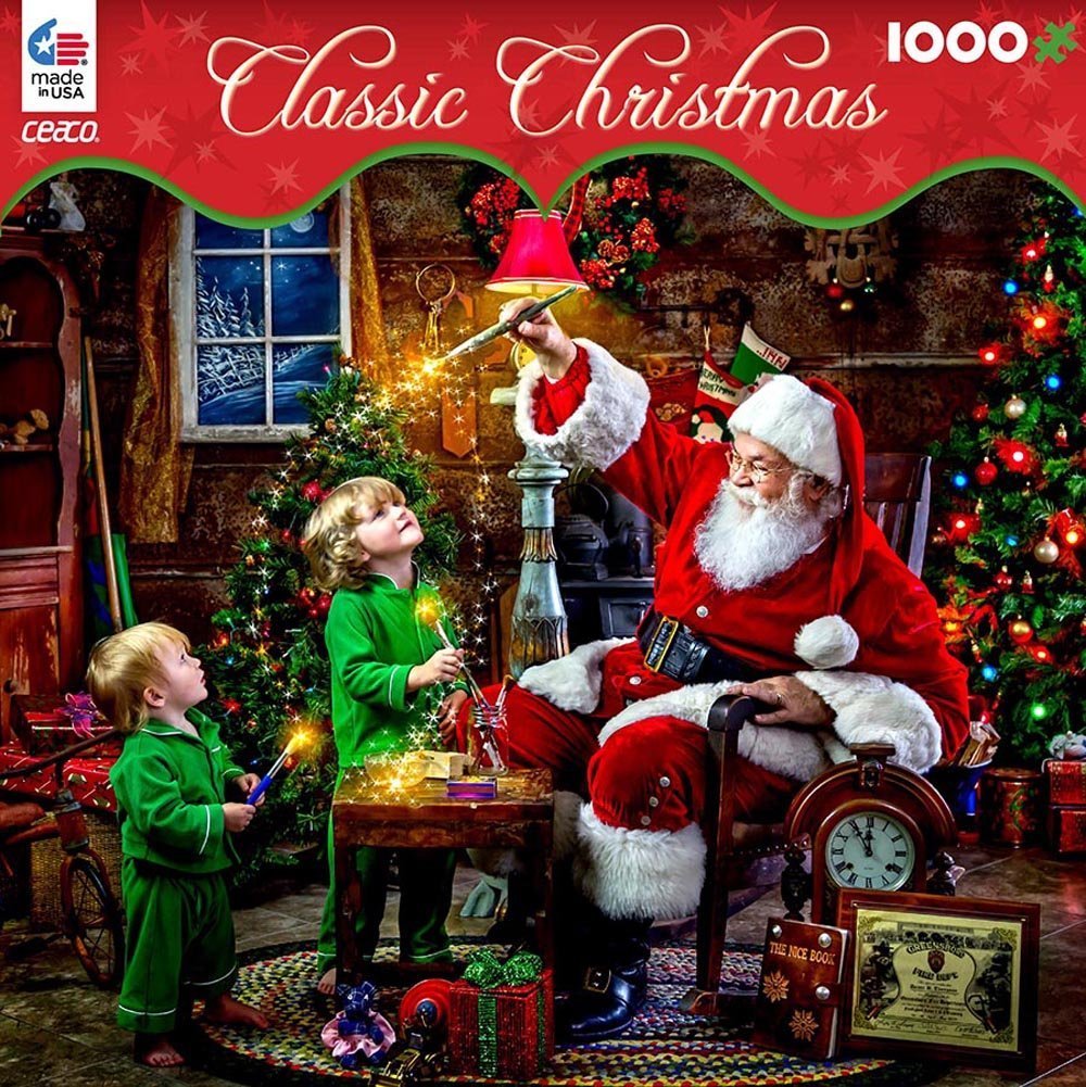 Ceaco Classic Christmas Puzzle - Santa's Magic Paint Puzzle 1000-Piece Jigsaw for Adults & Families | Holiday Decor & Cozy Winter Activity