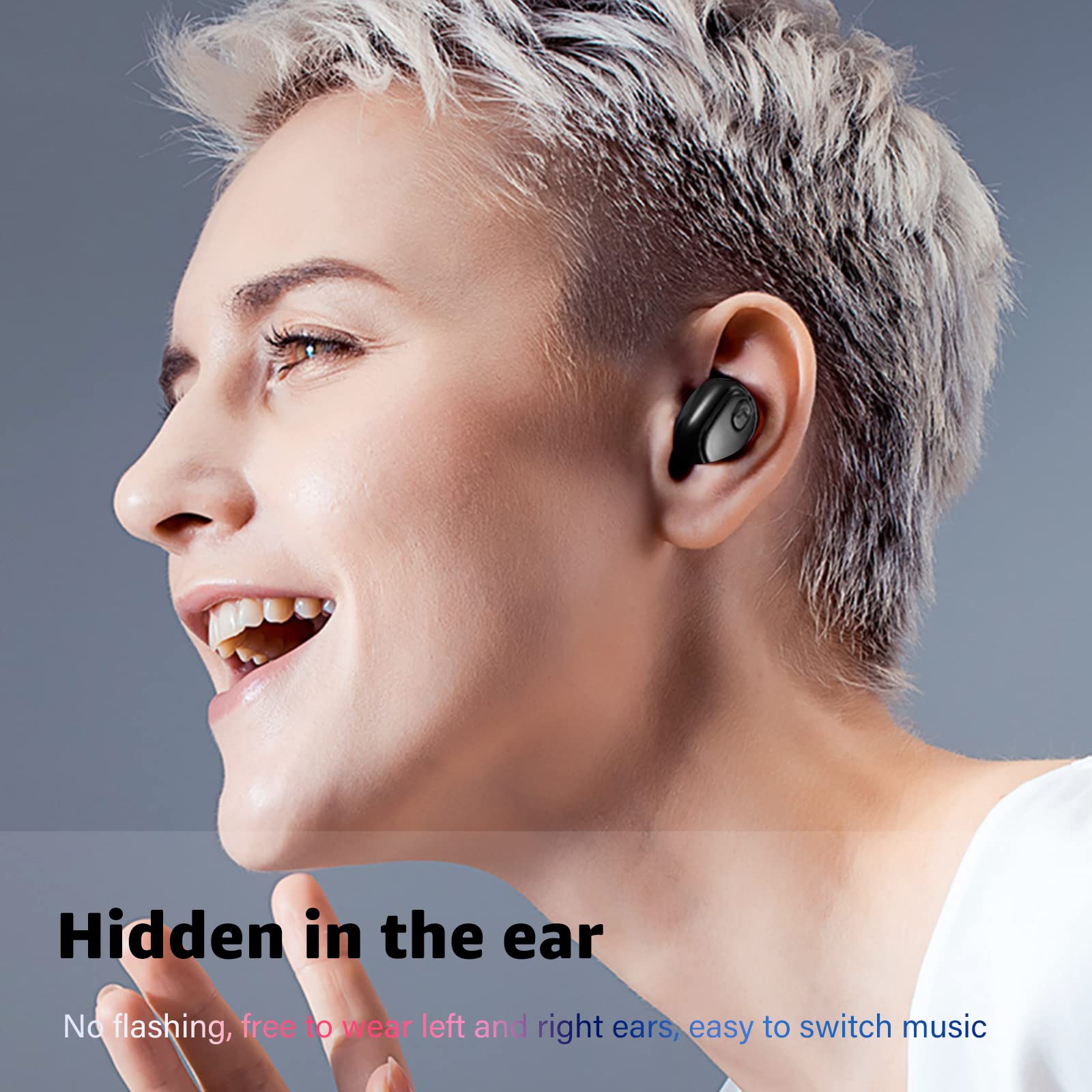 Single Bluetooth Wireless Earbud - Mini Invisible In-Ear Headphones with 12H Battery Life, Noise Cancelling for Sports, Work & Sleep (Black) | Perfect for Gym, Office & Nighttime Use
