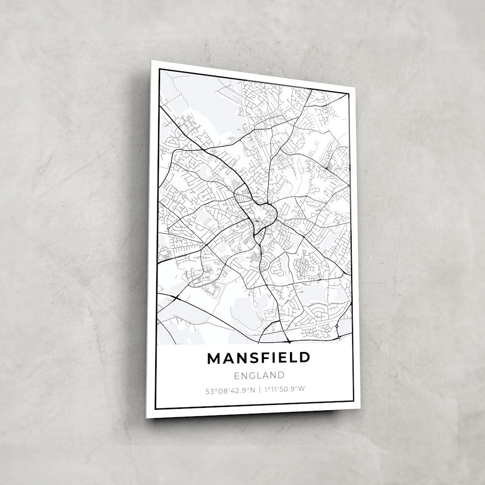 Stunning Mansfield Map Glass Wall Art - Vintage Style Home Decor for Living Room, Bedroom & Office - Perfect Gift for Travel Lovers & Map Enthusiasts